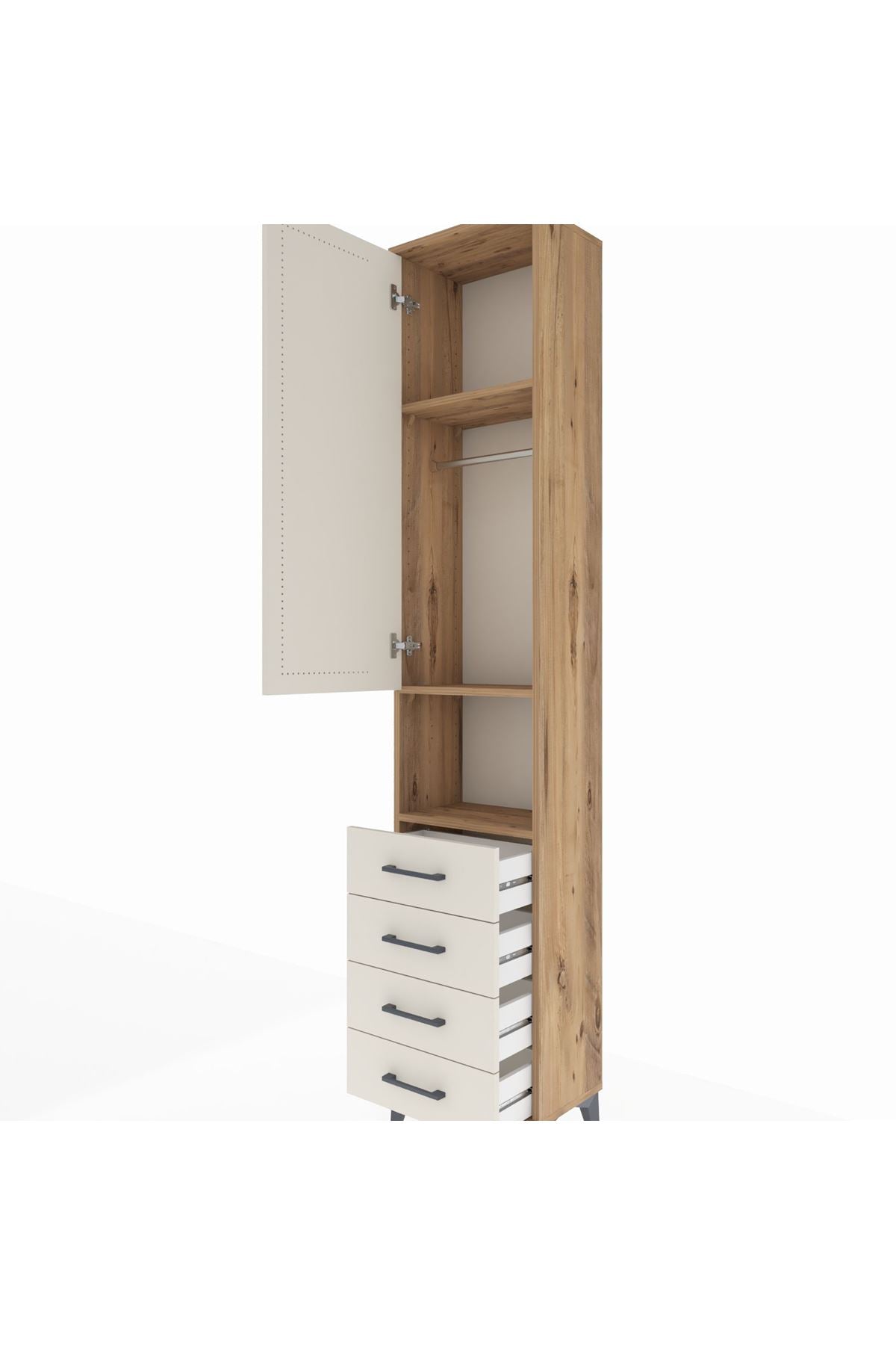 Arges Dolap 3 Raflı 4 Çekmeceli Tek Askılı 44x30x221 - S28M168V7A