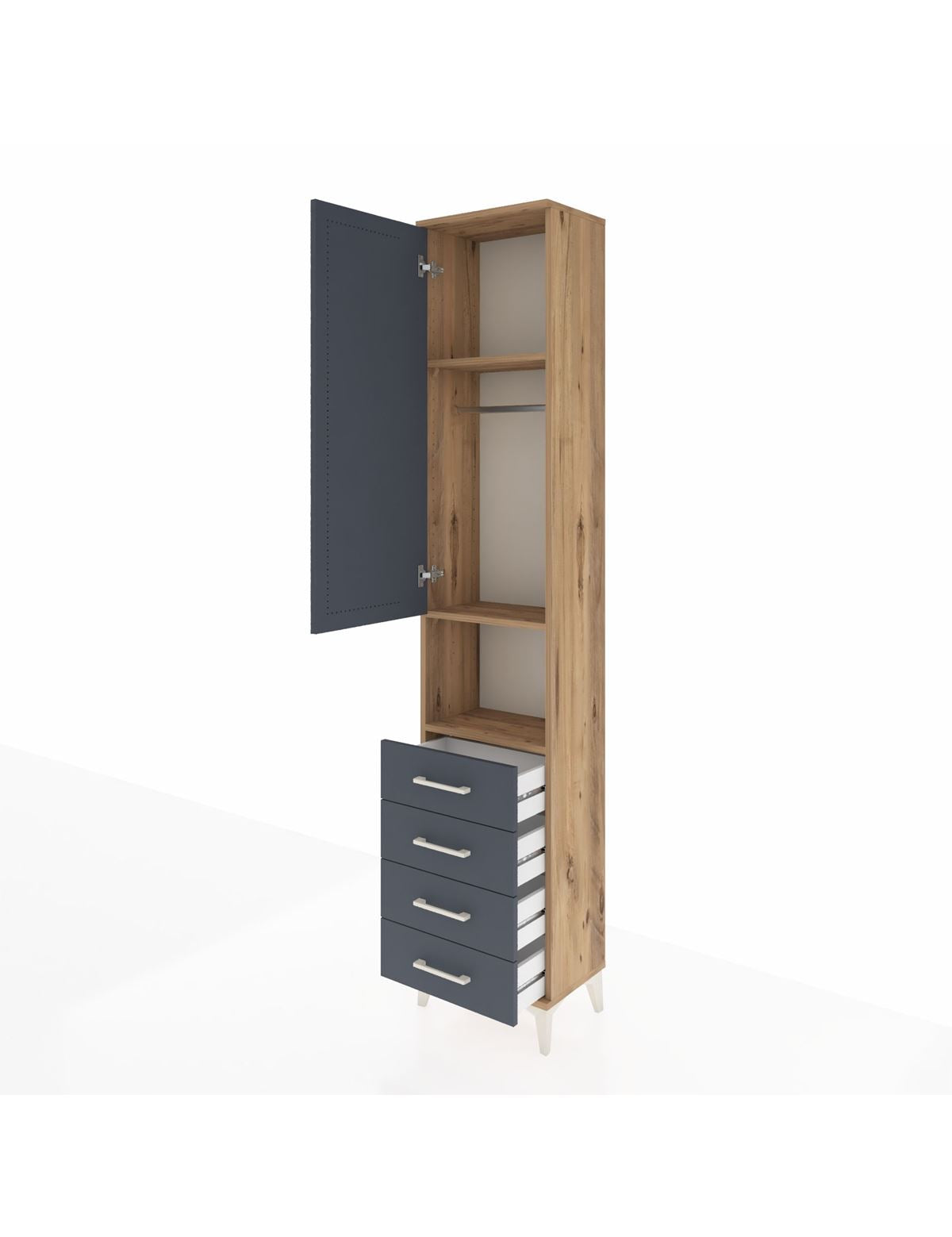 Arges Dolap 3 Raflı 4 Çekmeceli Tek Askılı 44x30x221 - S28M168V8A