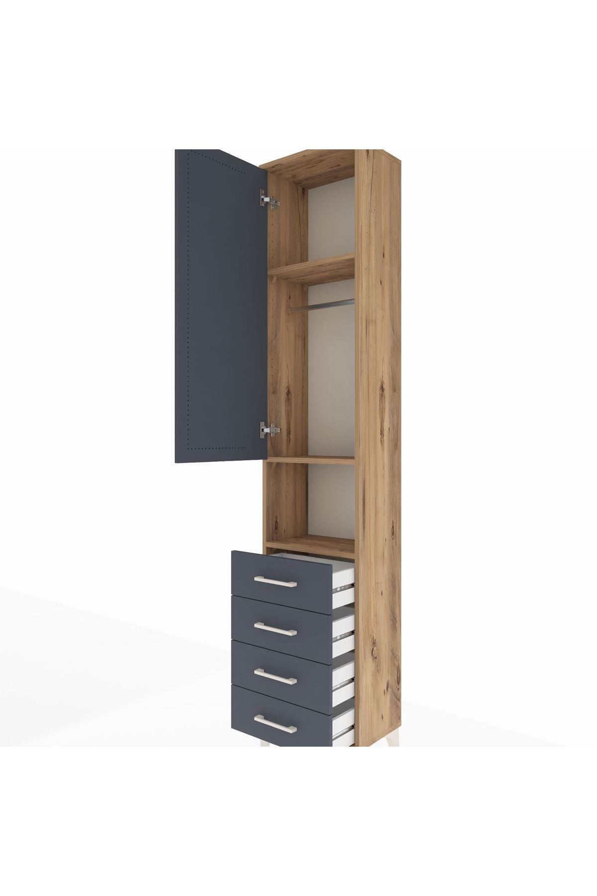 Arges Dolap 3 Raflı 4 Çekmeceli Tek Askılı 44x30x221 - S28M168V8A