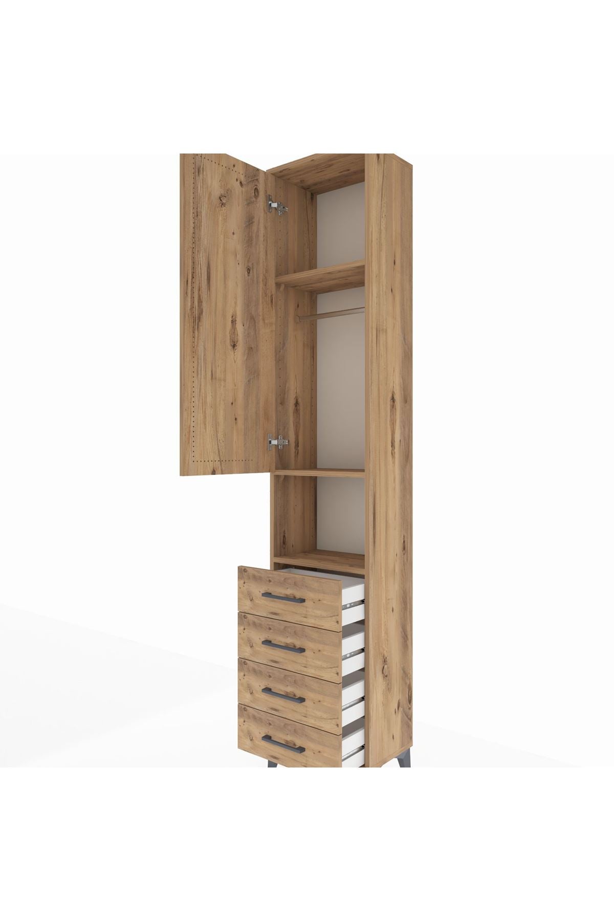 Arges Dolap 3 Raflı 4 Çekmeceli Tek Askılı 44x30x221 - S28M168V9A