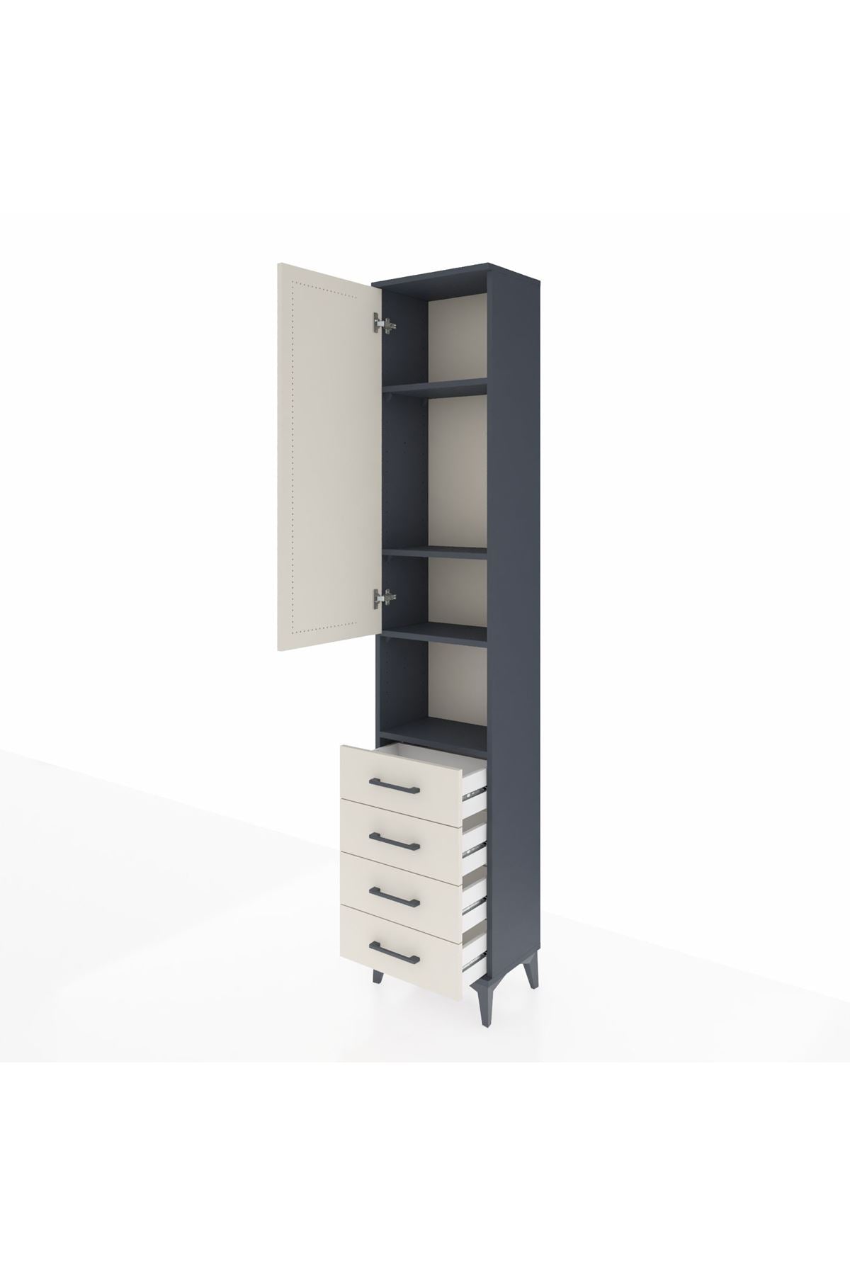 Arges Dolap 4 Raflı 4 Çekmeceli Tek Kapaklı 44x30x221 - S28M169V4A