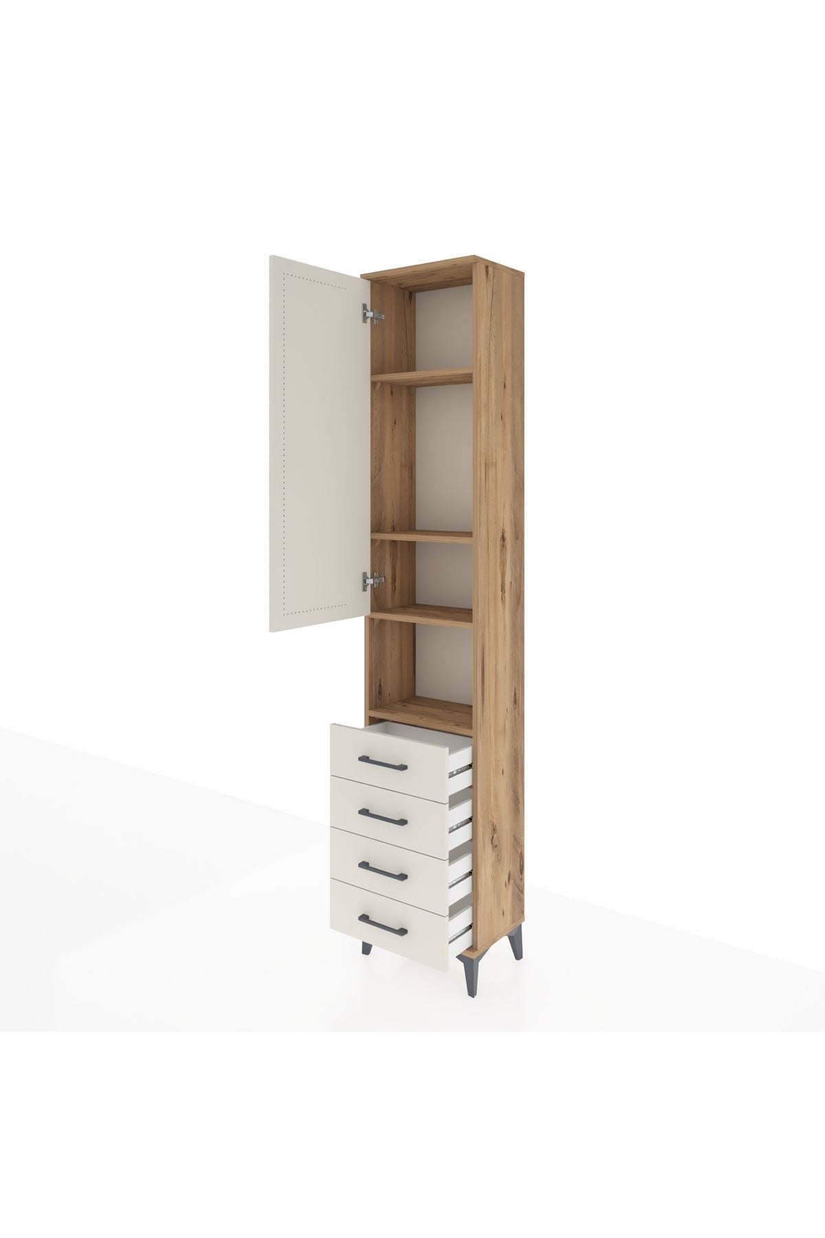 Arges Dolap 4 Raflı 4 Çekmeceli Tek Kapaklı 44x30x221 - S28M169V7A