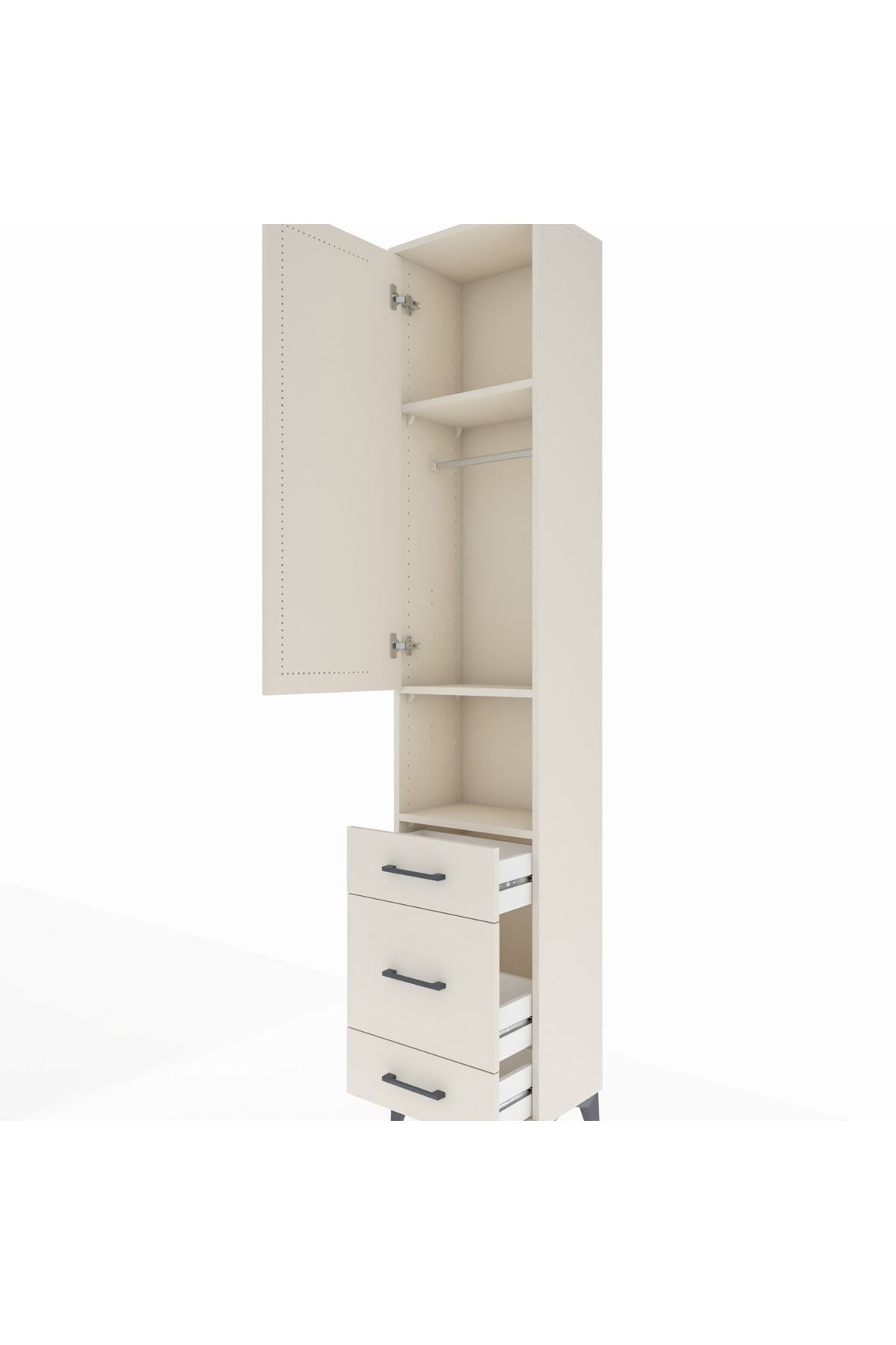 Arges Dolap 3 Raflı 3 Çekmeceli Tek Askılı 44x30x221 - S28M171V1A