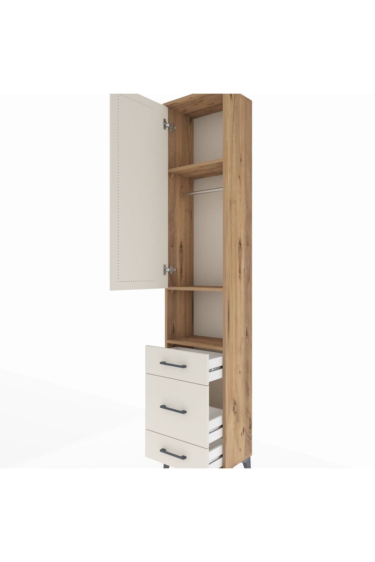 Arges Dolap 3 Raflı 3 Çekmeceli Tek Askılı 44x30x221 - S28M171V7A