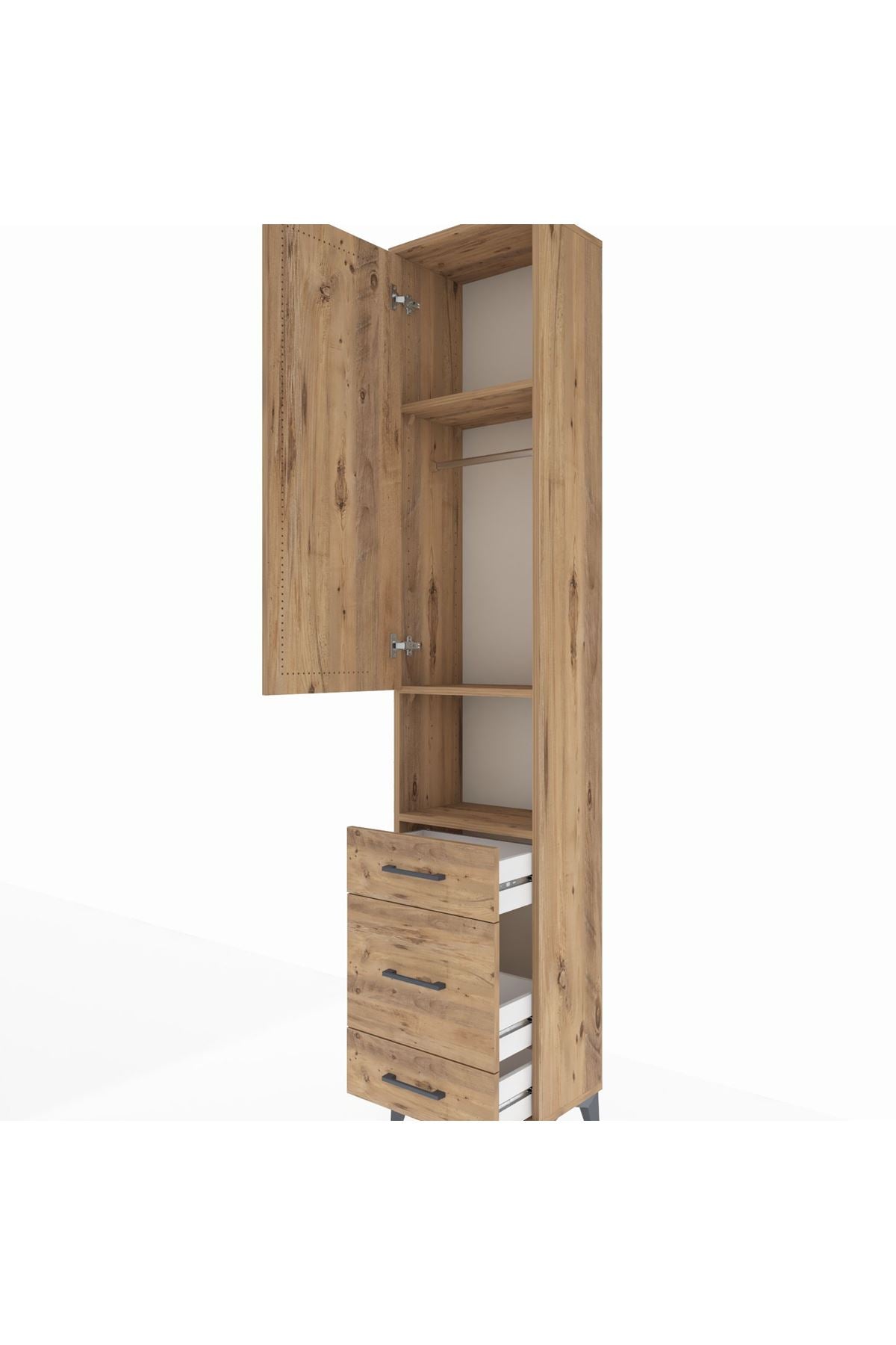 Arges Dolap 3 Raflı 3 Çekmeceli Tek Askılı 44x30x221 - S28M171V9A