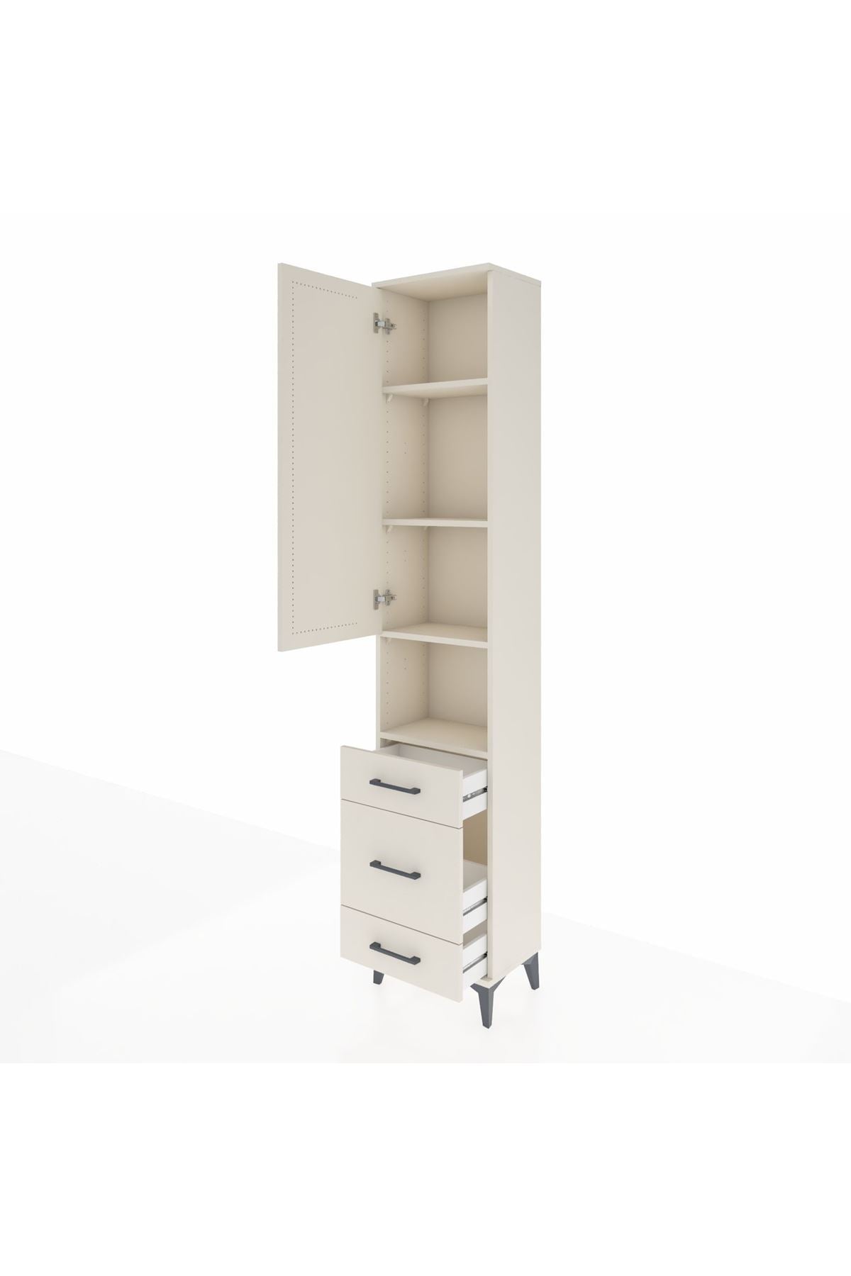 Arges Dolap 4 Raflı 3 Çekmeceli Tek Kapaklı 44x30x221 - S28M172V1A