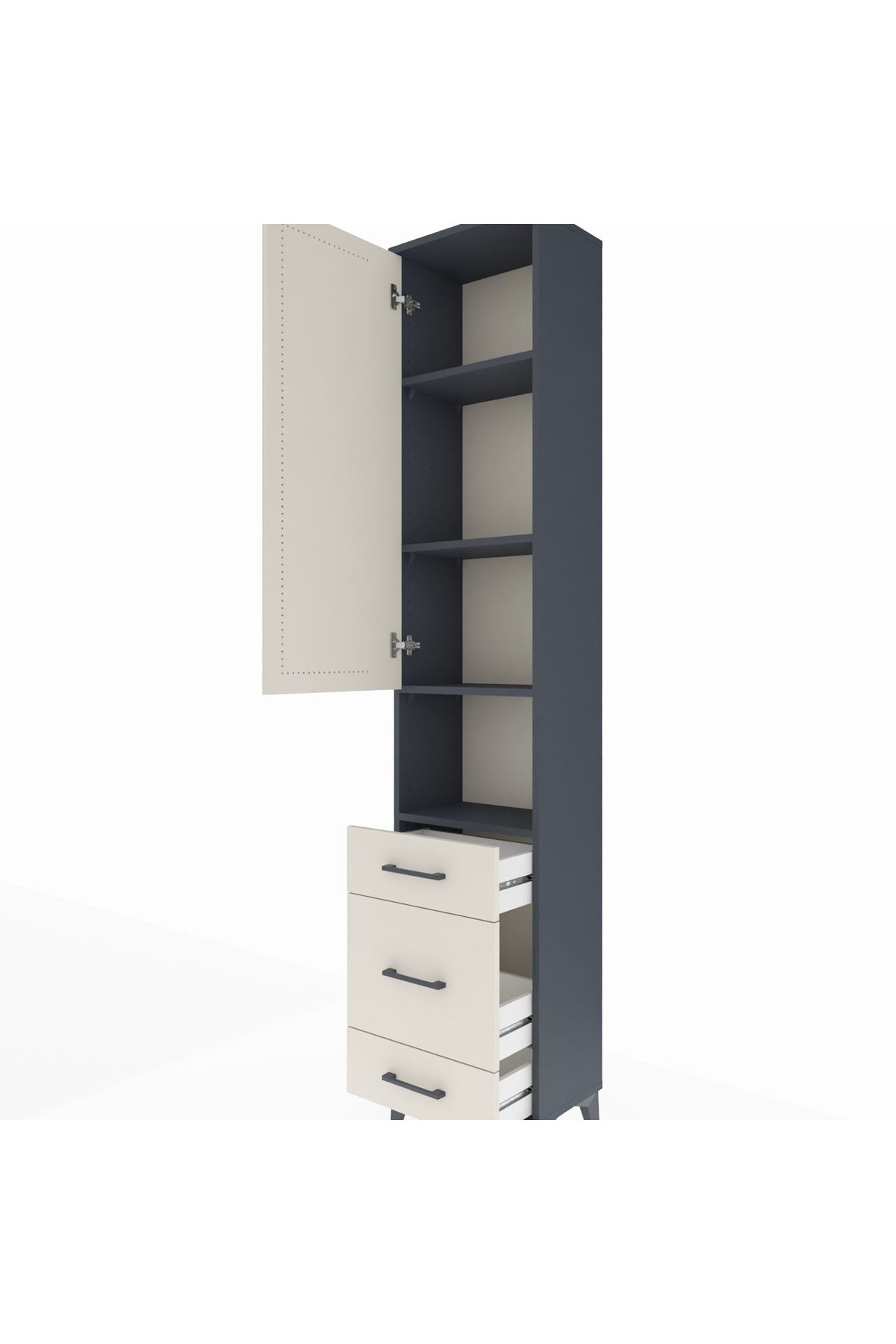 Arges Dolap 4 Raflı 3 Çekmeceli Tek Kapaklı 44x30x221 - S28M172V4A