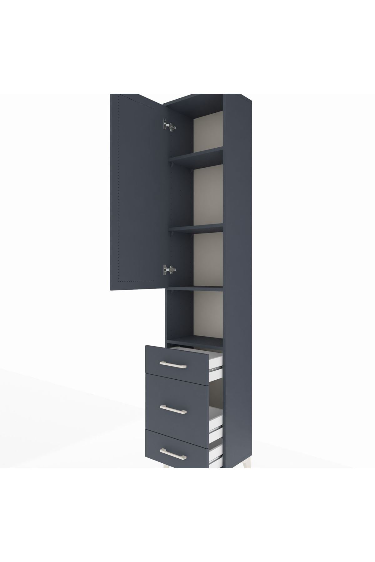 Arges Dolap 4 Raflı 3 Çekmeceli Tek Kapaklı 44x30x221 - S28M172V5A