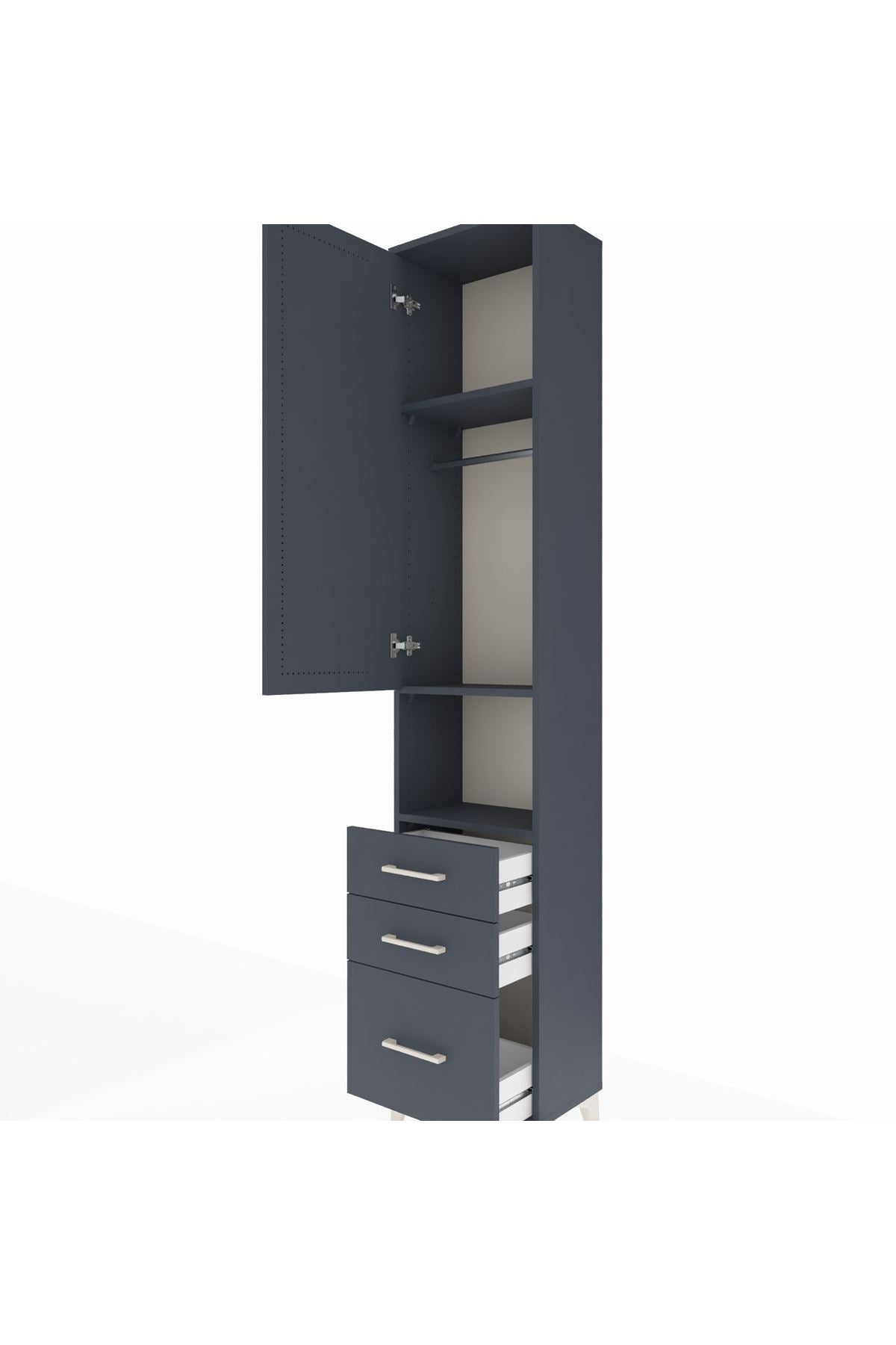Arges Dolap 3 Raflı 3 Çekmeceli Tek Askılı 44x30x221 - S28M174V5A