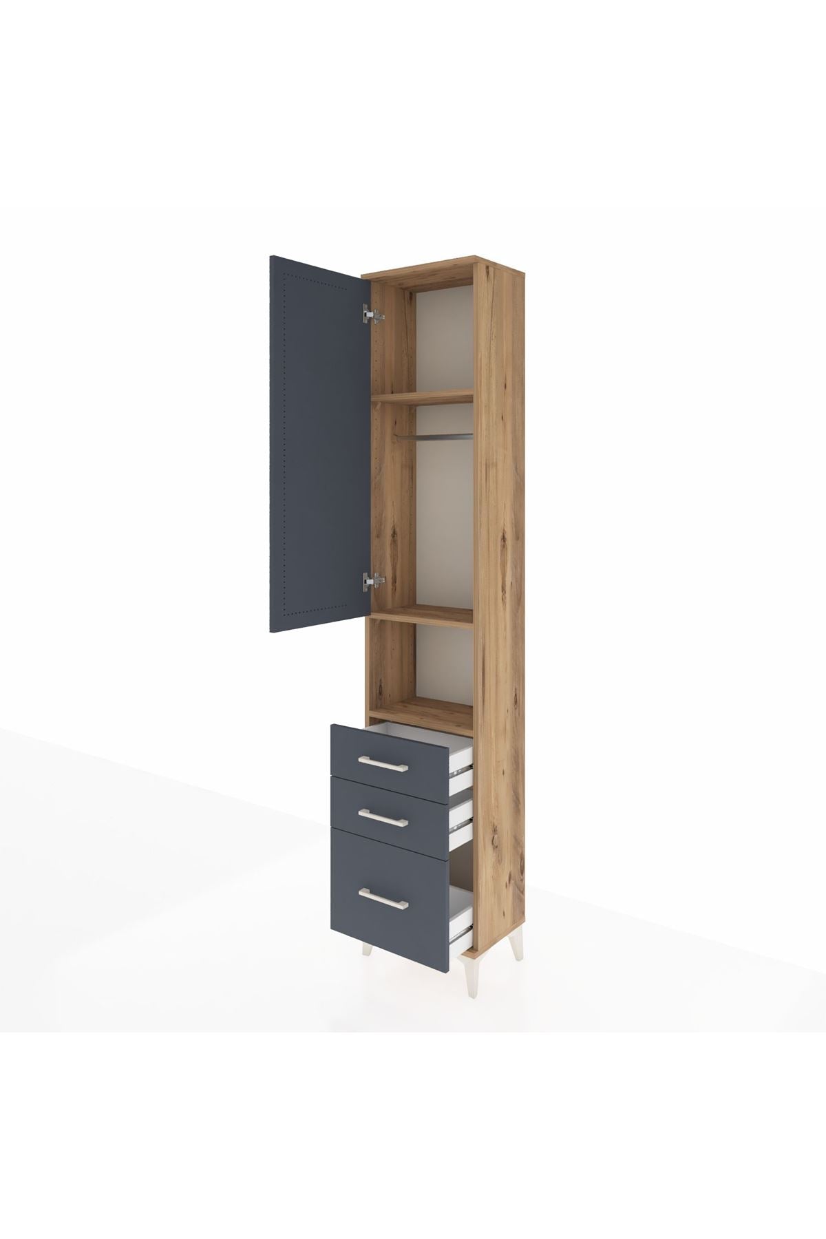 Arges Dolap 3 Raflı 3 Çekmeceli Tek Askılı 44x30x221 - S28M174V8A