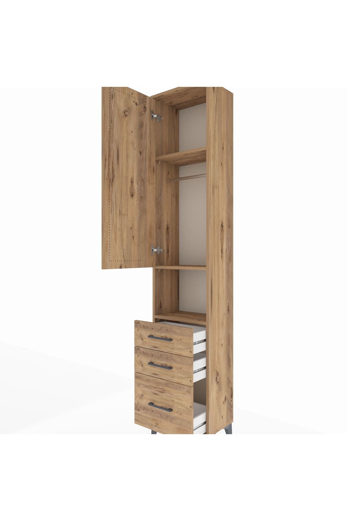 Arges Dolap 3 Raflı 3 Çekmeceli Tek Askılı 44x30x221 - S28M174V9A