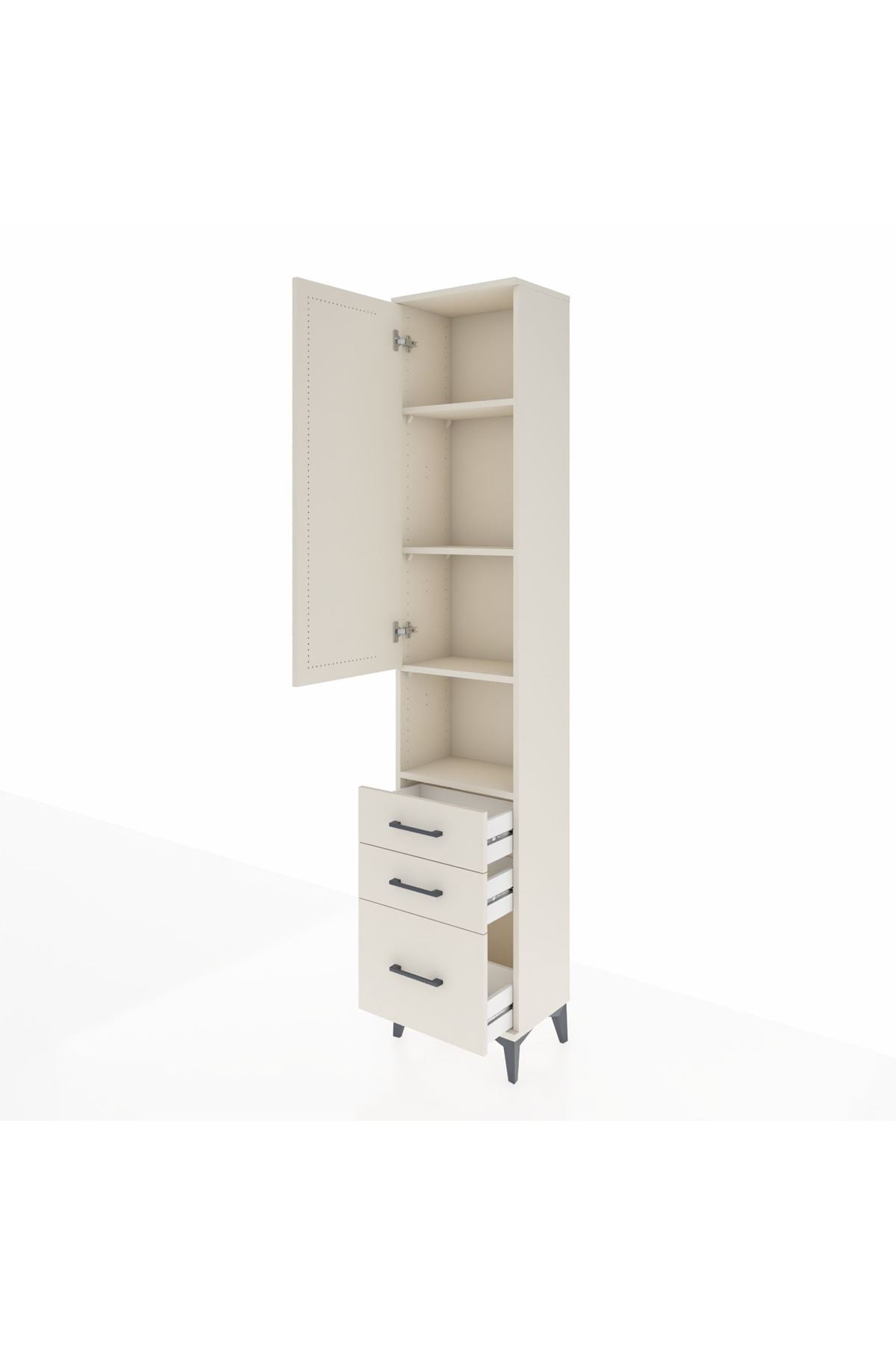 Arges Dolap 4 Raflı 3 Çekmeceli Tek Kapaklı 44x30x221 - S28M175V1A