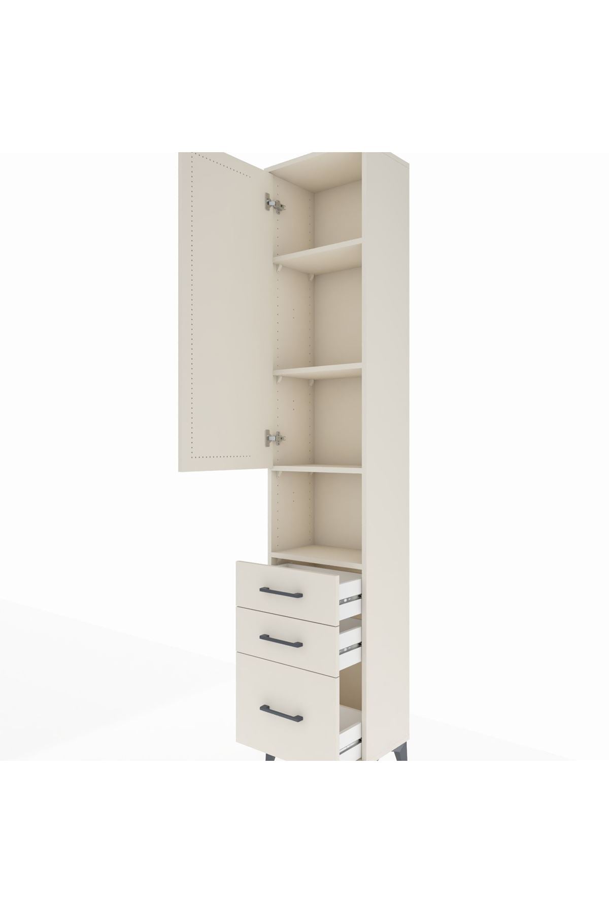 Arges Dolap 4 Raflı 3 Çekmeceli Tek Kapaklı 44x30x221 - S28M175V1A