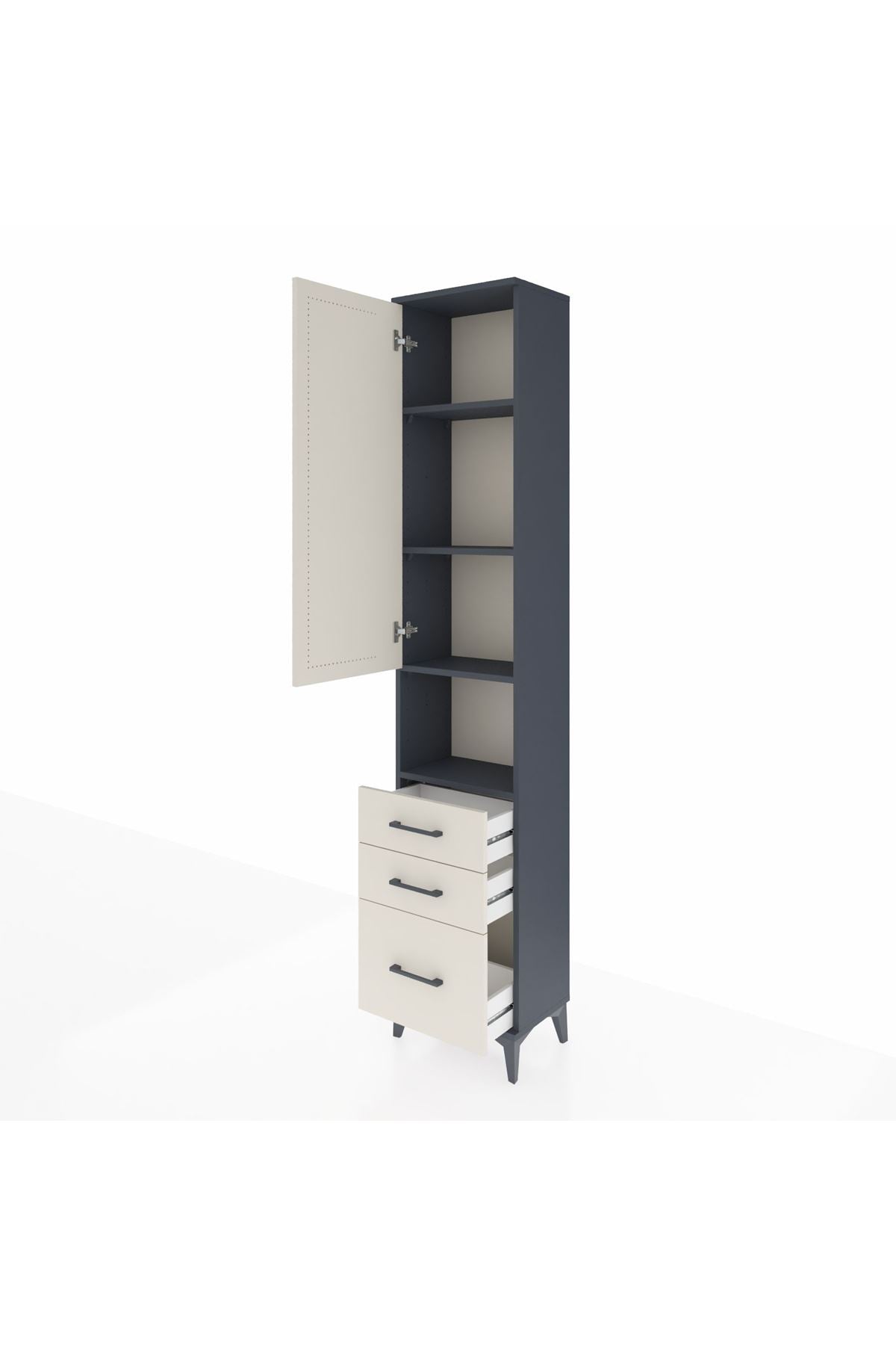 Arges Dolap 4 Raflı 3 Çekmeceli Tek Kapaklı 44x30x221 - S28M175V4A
