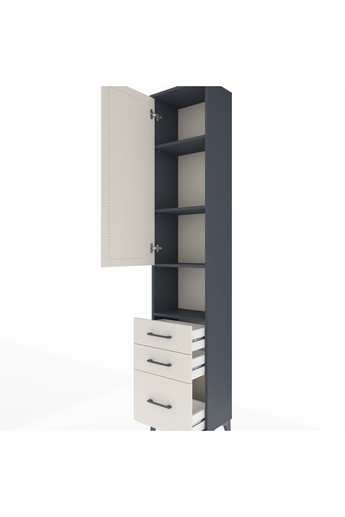 Arges Dolap 4 Raflı 3 Çekmeceli Tek Kapaklı 44x30x221 - S28M175V4A