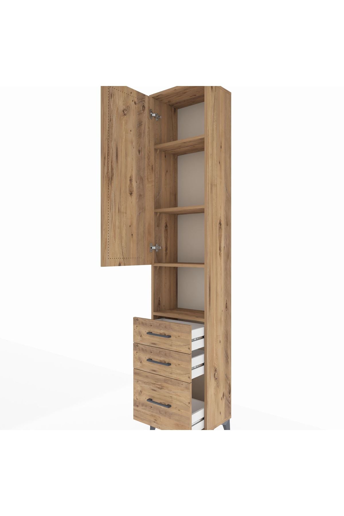 Arges Dolap 4 Raflı 3 Çekmeceli Tek Kapaklı 44x30x221 - S28M175V9A