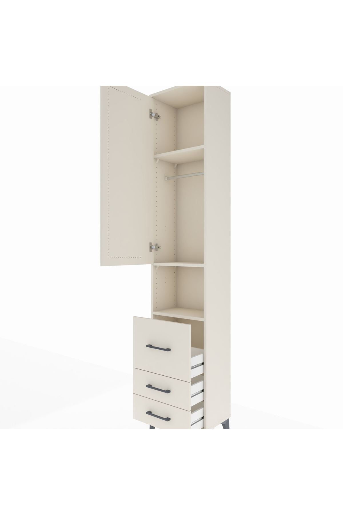 Arges Dolap 3 Raflı 3 Çekmeceli Tek Askılı 44x30x221 - S28M177V1A