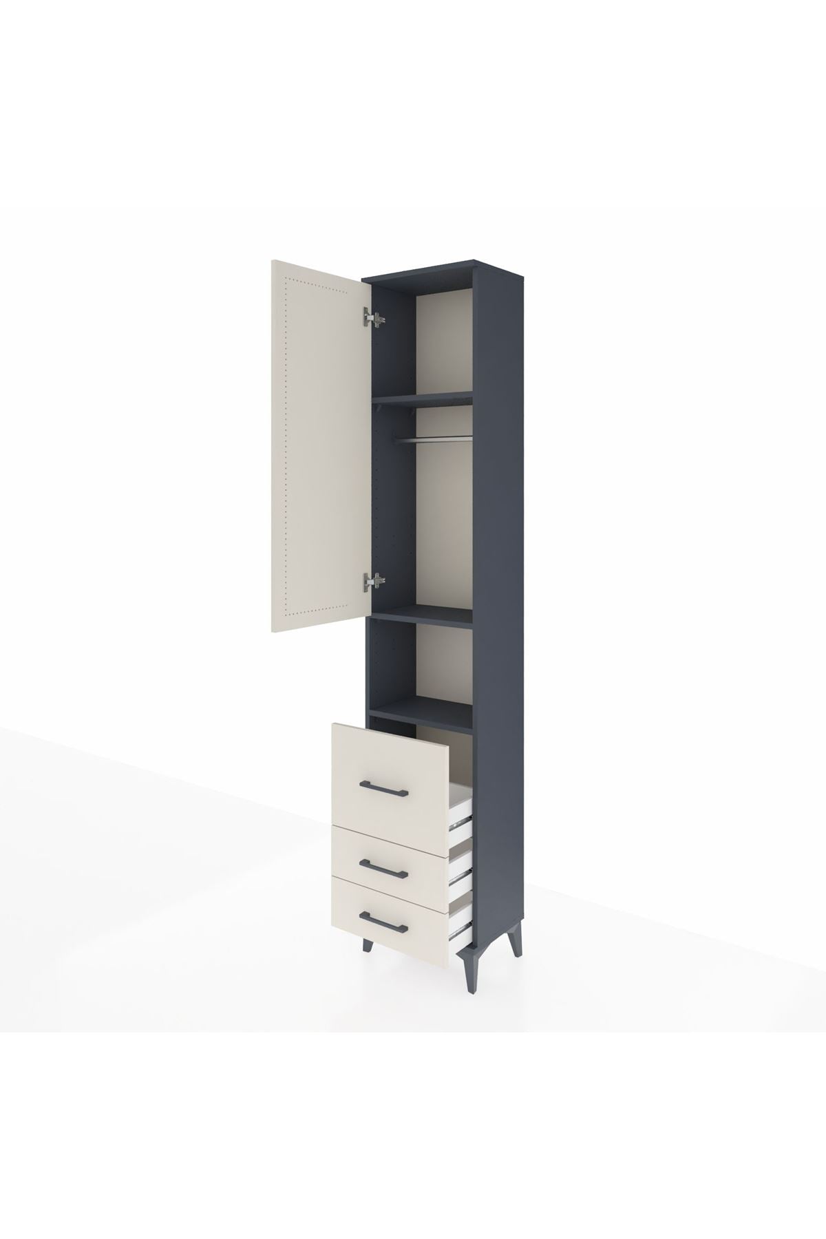Arges Dolap 3 Raflı 3 Çekmeceli Tek Askılı 44x30x221 - S28M177V4A