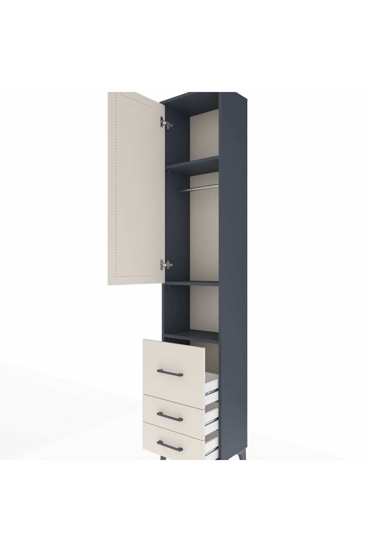 Arges Dolap 3 Raflı 3 Çekmeceli Tek Askılı 44x30x221 - S28M177V4A
