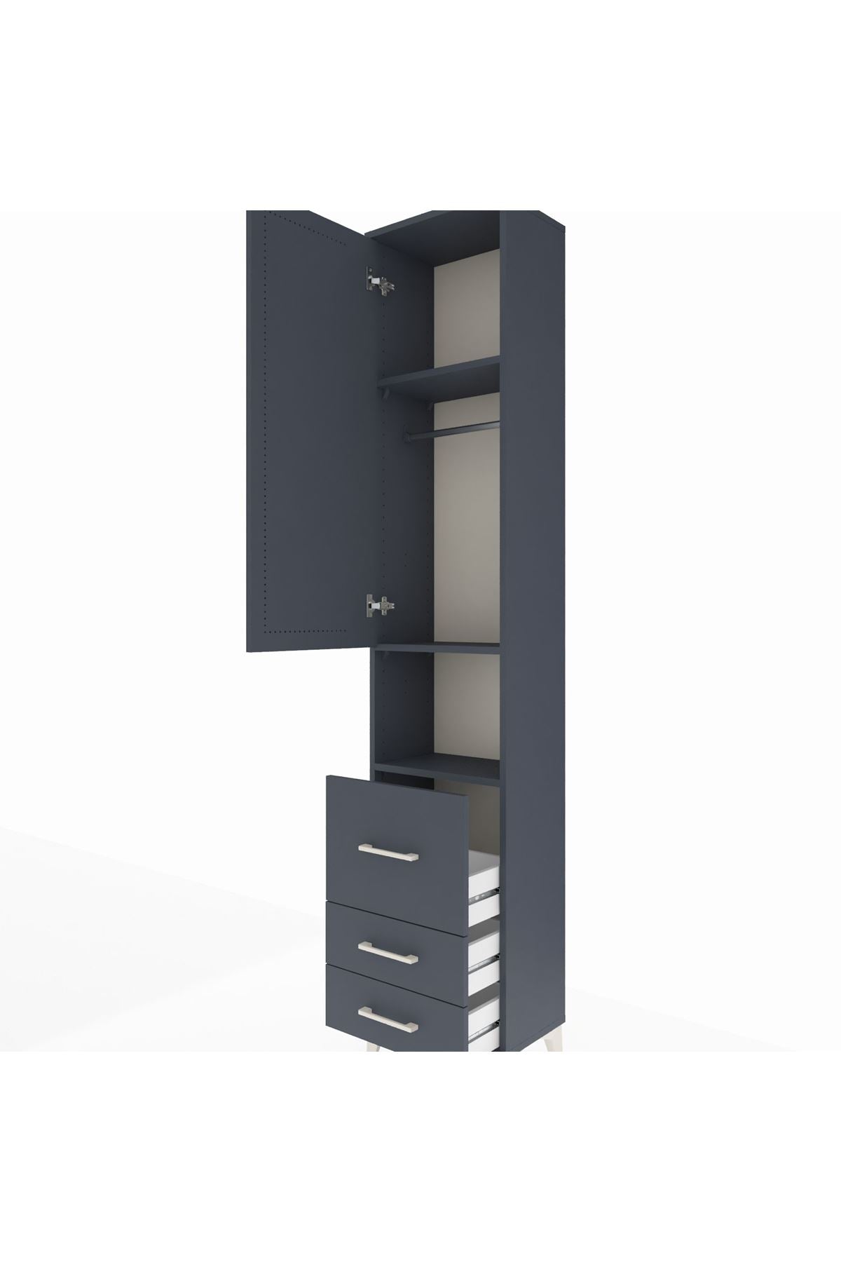 Arges Dolap 3 Raflı 3 Çekmeceli Tek Askılı 44x30x221 - S28M177V5A