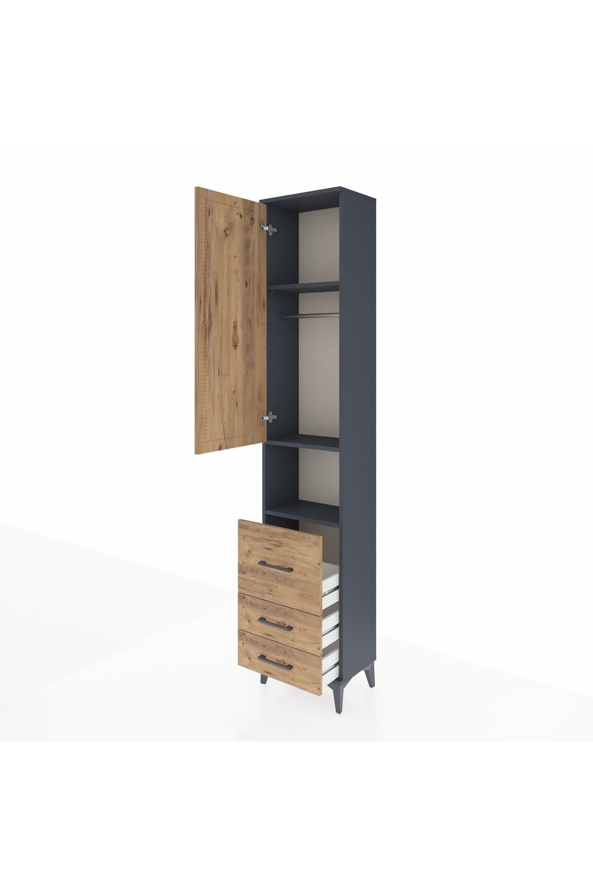 Arges Dolap 3 Raflı 3 Çekmeceli Tek Askılı 44x30x221 - S28M177V6A