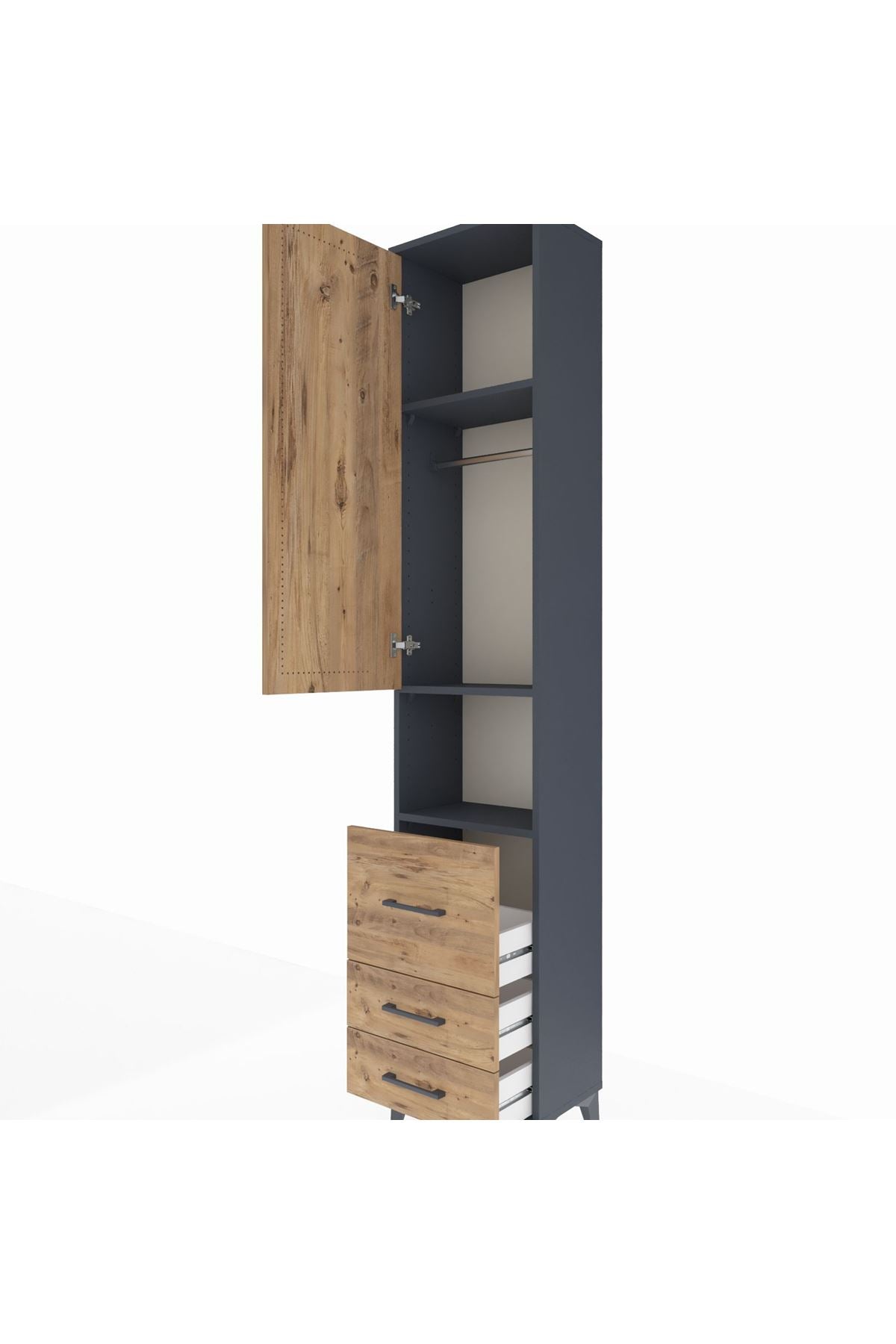 Arges Dolap 3 Raflı 3 Çekmeceli Tek Askılı 44x30x221 - S28M177V6A