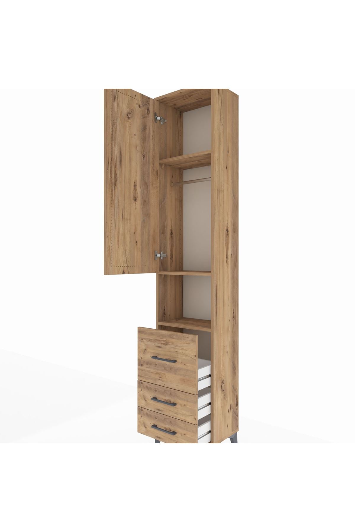 Arges Dolap 3 Raflı 3 Çekmeceli Tek Askılı 44x30x221 - S28M177V9A