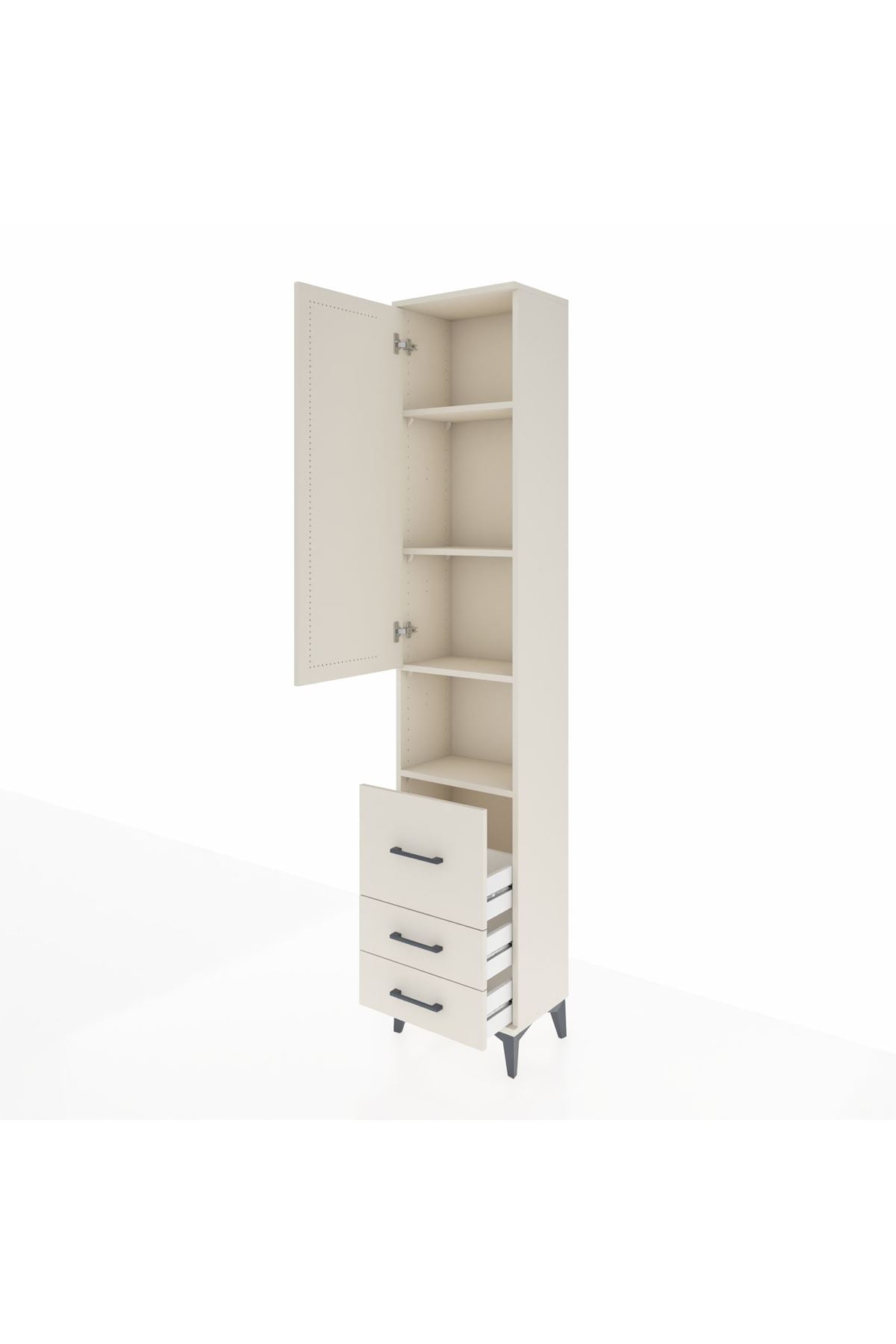 Arges Dolap 4 Raflı 3 Çekmeceli Tek Kapaklı 44x30x221 - S28M178V1A