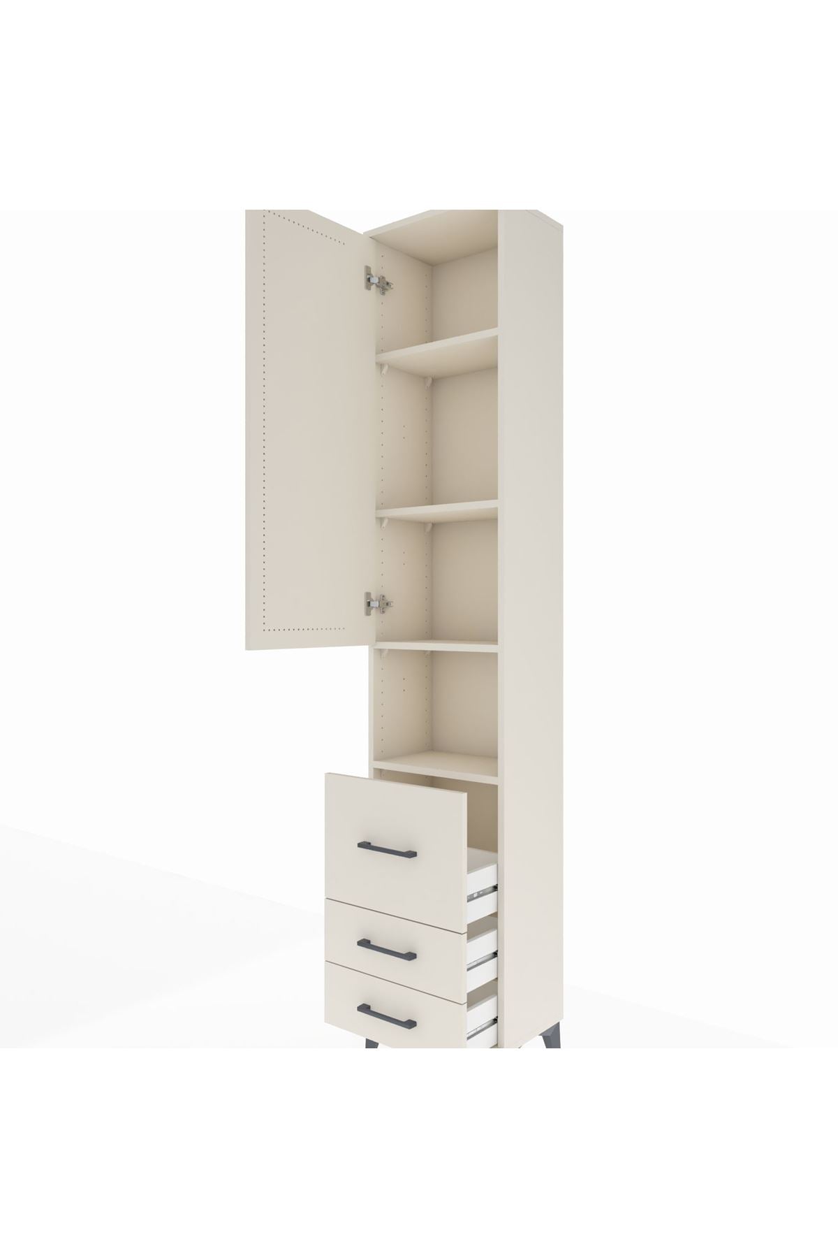 Arges Dolap 4 Raflı 3 Çekmeceli Tek Kapaklı 44x30x221 - S28M178V1A