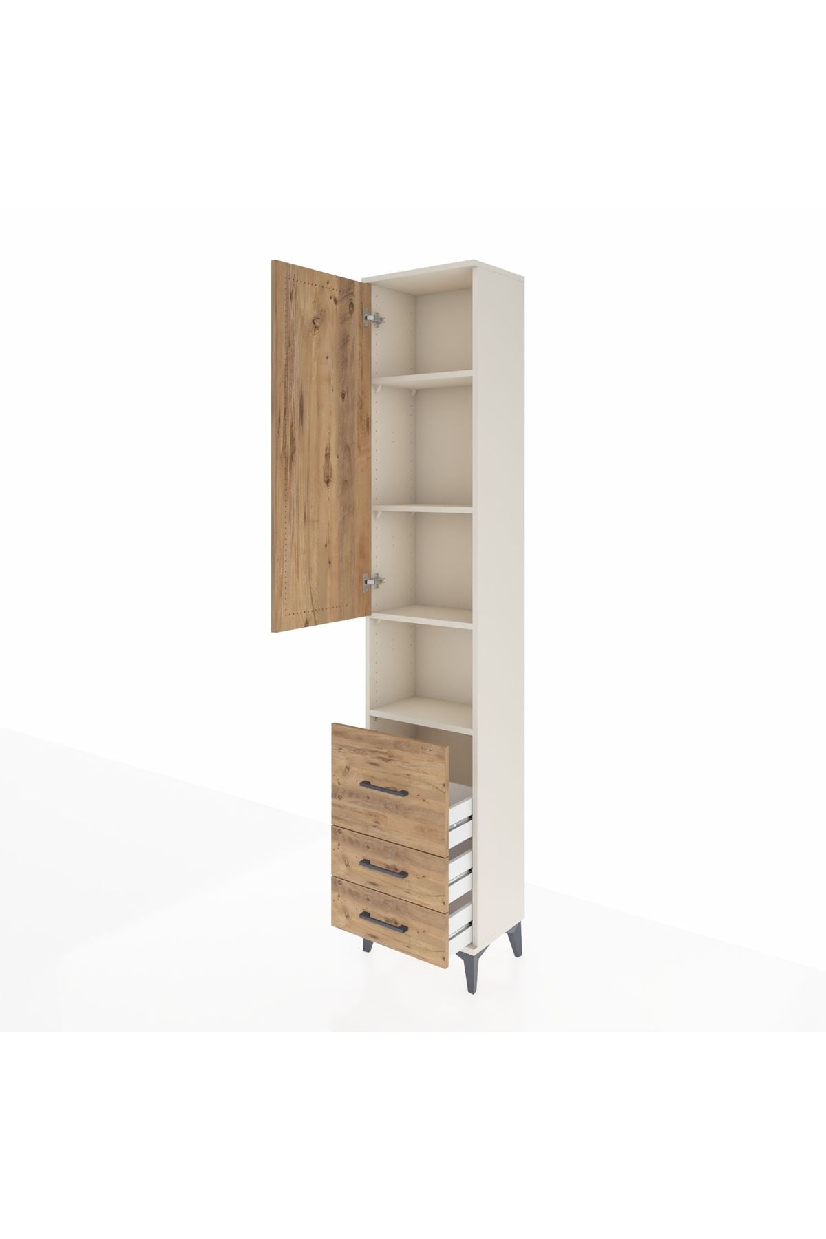 Arges Dolap 4 Raflı 3 Çekmeceli Tek Kapaklı 44x30x221 - S28M178V3A