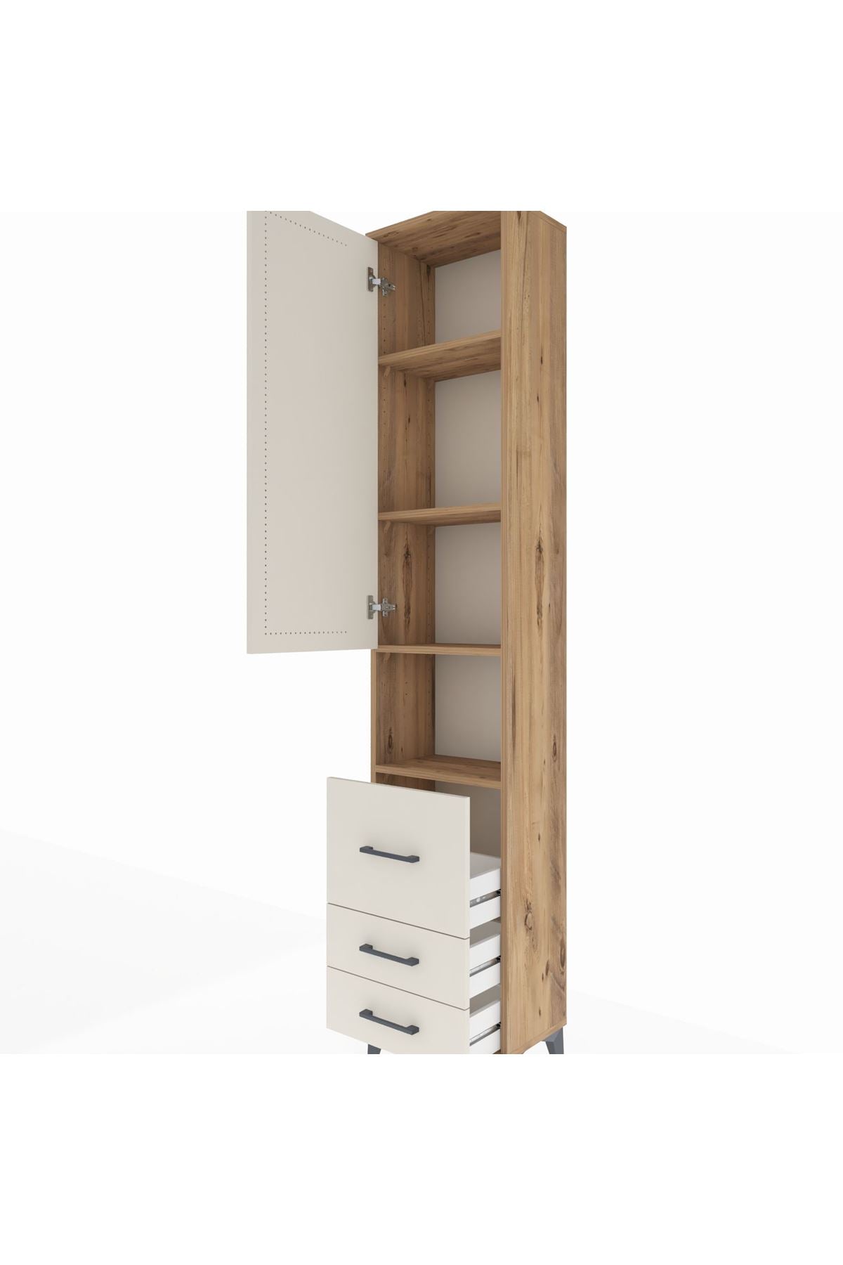 Arges Dolap 4 Raflı 3 Çekmeceli Tek Kapaklı 44x30x221 - S28M178V7A