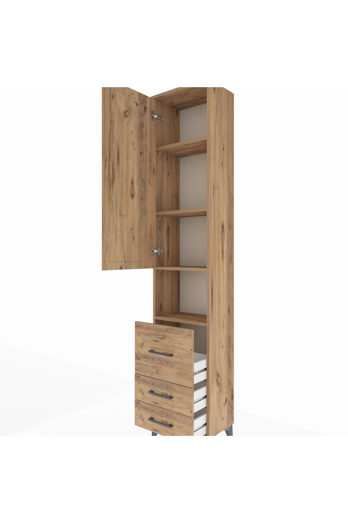 Arges Dolap 4 Raflı 3 Çekmeceli Tek Kapaklı 44x30x221 - S28M178V9A