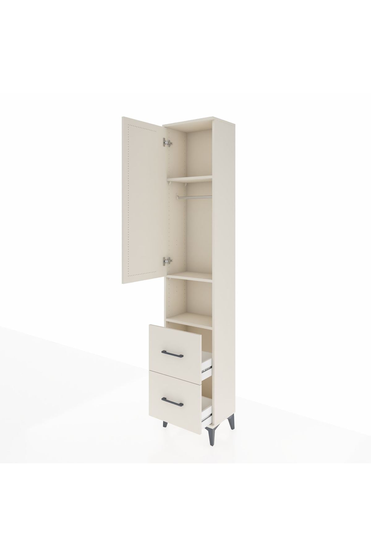 Arges Dolap 3 Raflı 2 Çekmeceli Tek Askılı 44x30x221 - S28M180V1A