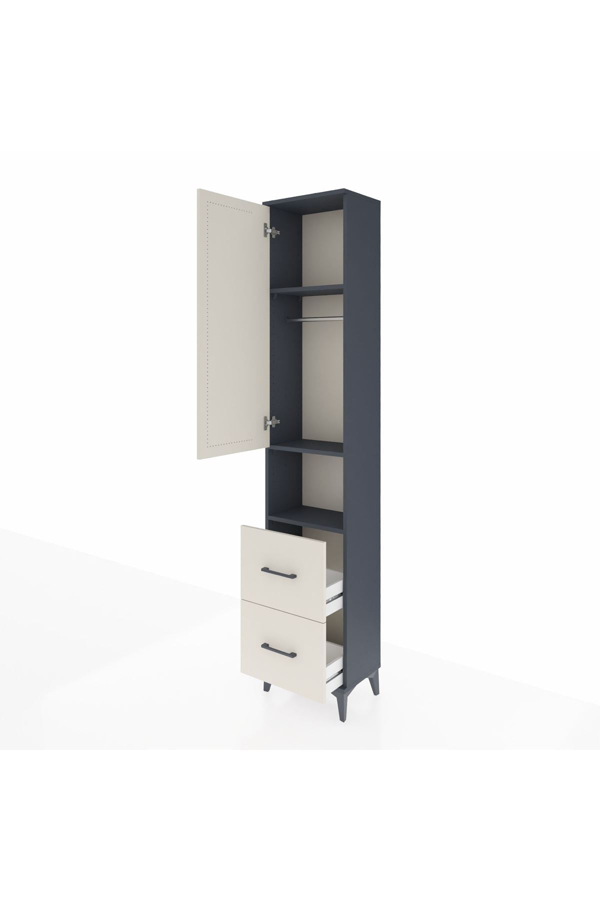 Arges Dolap 3 Raflı 2 Çekmeceli Tek Askılı 44x30x221 - S28M180V4A