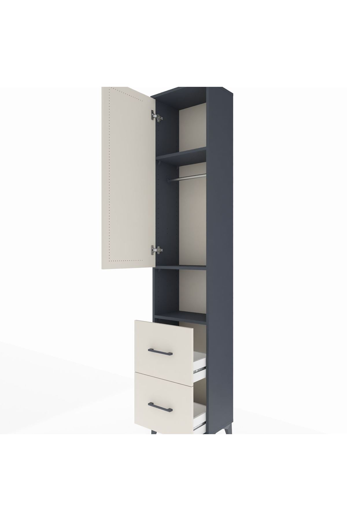 Arges Dolap 3 Raflı 2 Çekmeceli Tek Askılı 44x30x221 - S28M180V4A