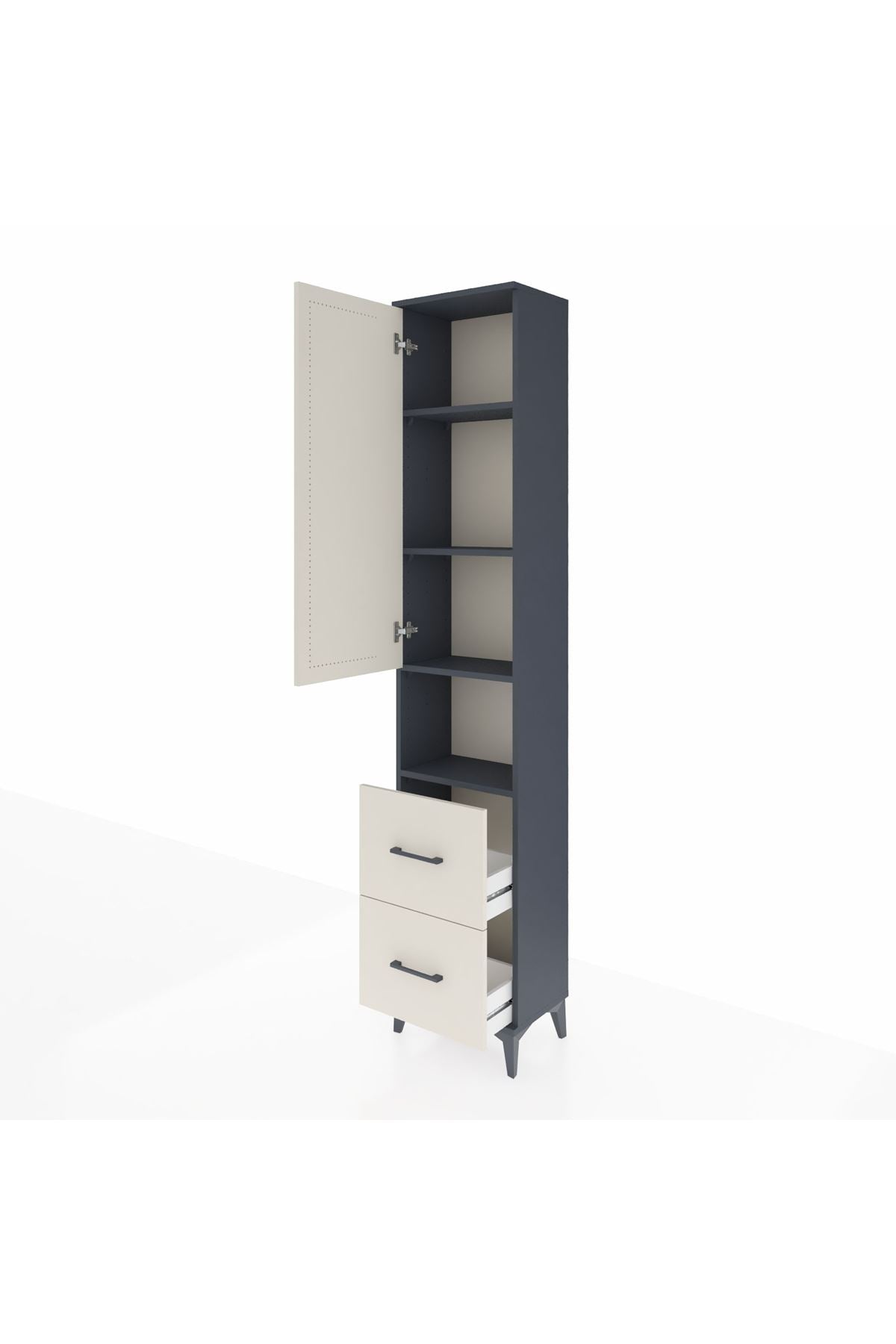 Arges Dolap 4 Raflı 2 Çekmeceli Tek Kapaklı 44x30x221 - S28M181V4A