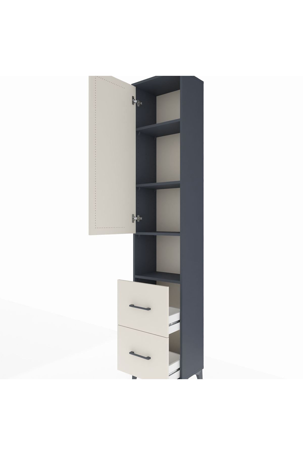 Arges Dolap 4 Raflı 2 Çekmeceli Tek Kapaklı 44x30x221 - S28M181V4A
