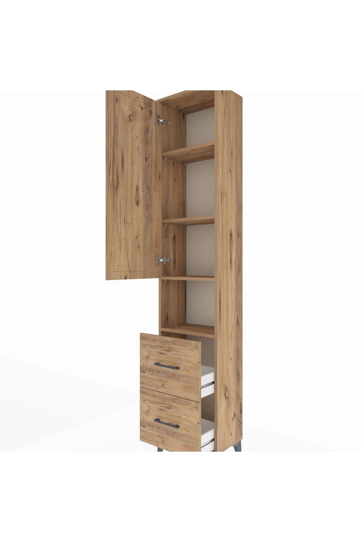 Arges Dolap 4 Raflı 2 Çekmeceli Tek Kapaklı 44x30x221 - S28M181V9A