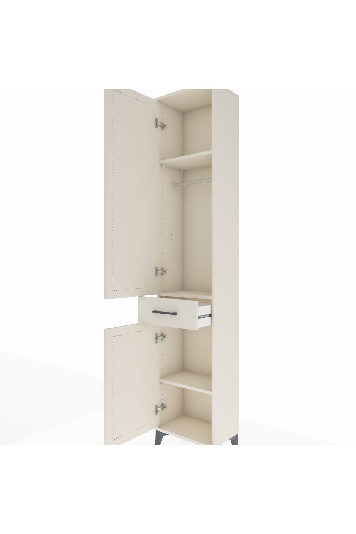 Arges Dolap 3 Raflı Tek Çekmeceli Tek Askılı 44x30x221 - S28M183V1A