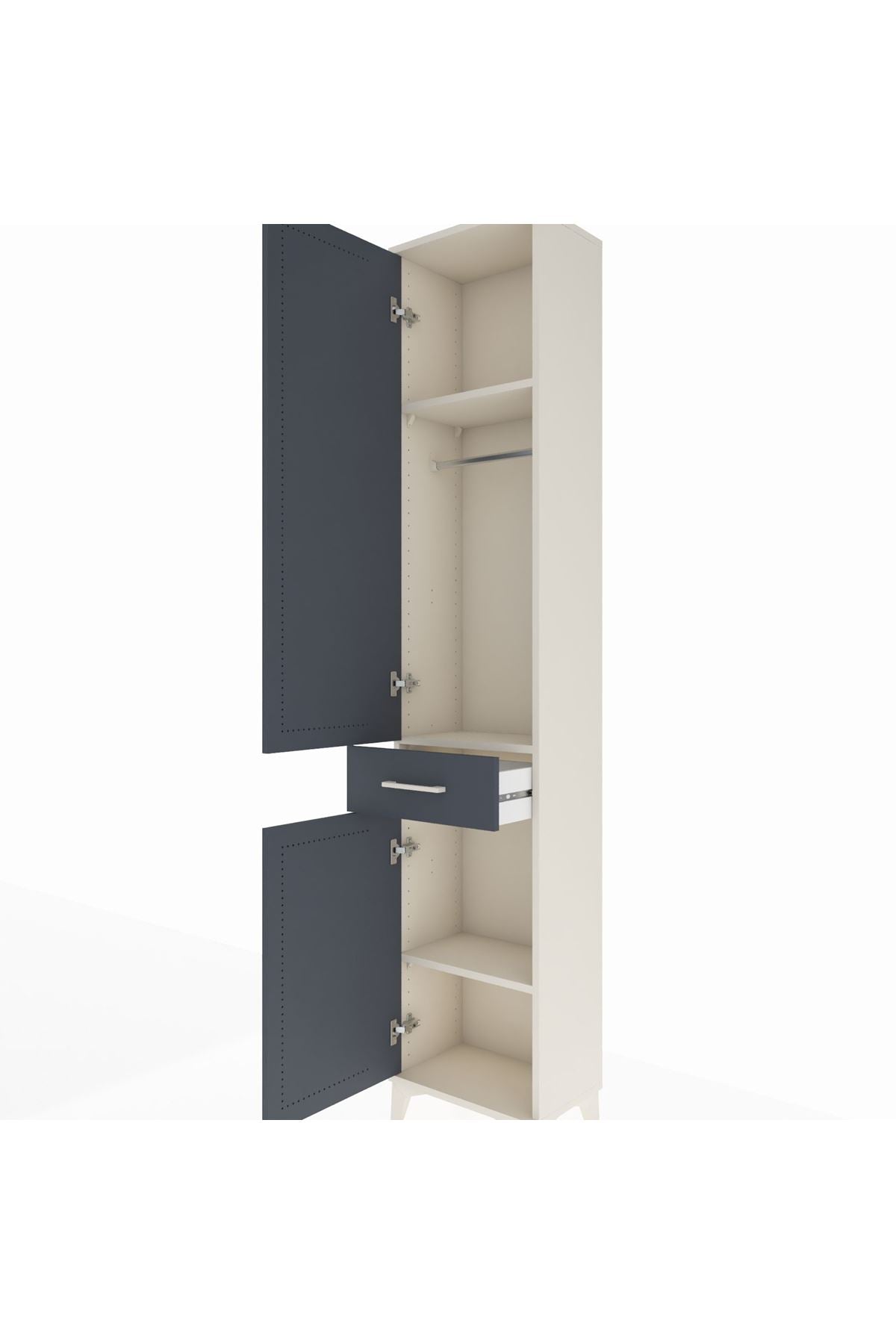 Arges Dolap 3 Raflı Tek Çekmeceli Tek Askılı 44x30x221 - S28M183V2A