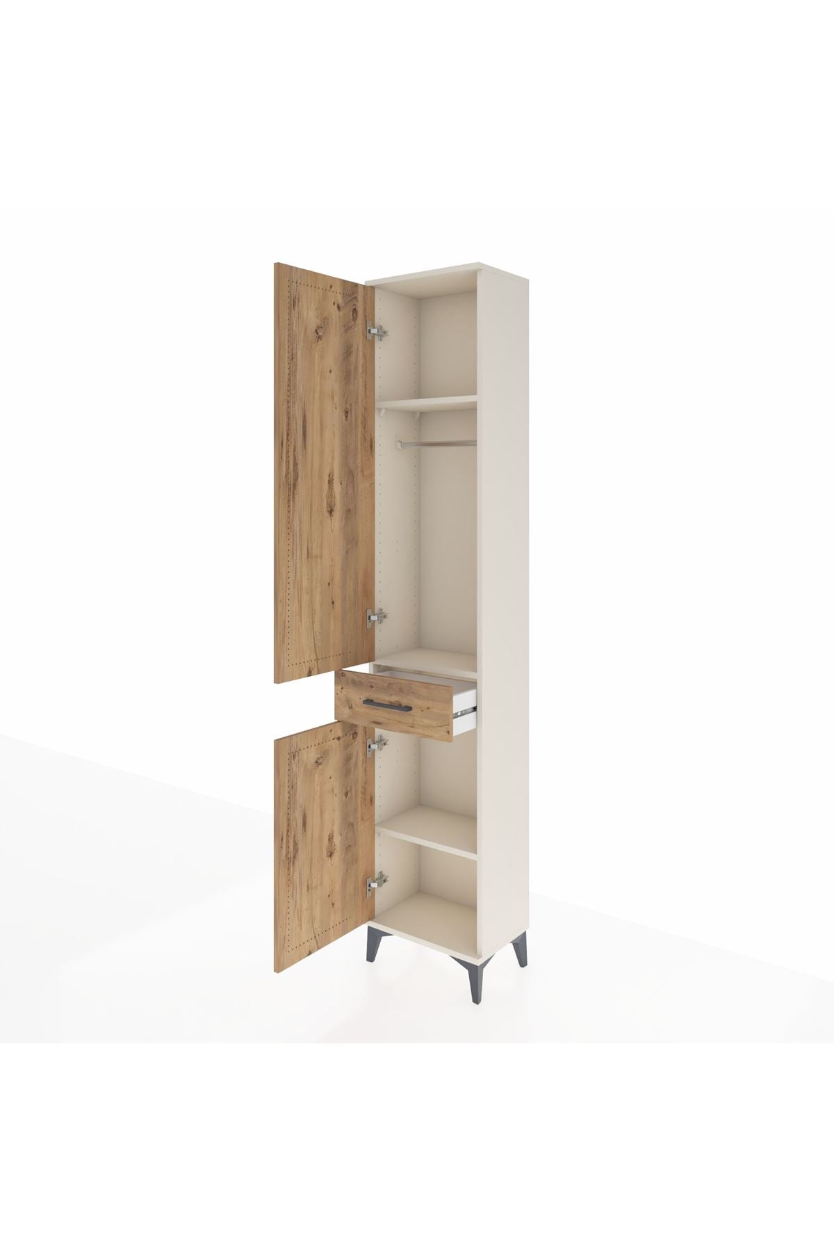 Arges Dolap 3 Raflı Tek Çekmeceli Tek Askılı 44x30x221 - S28M183V3A