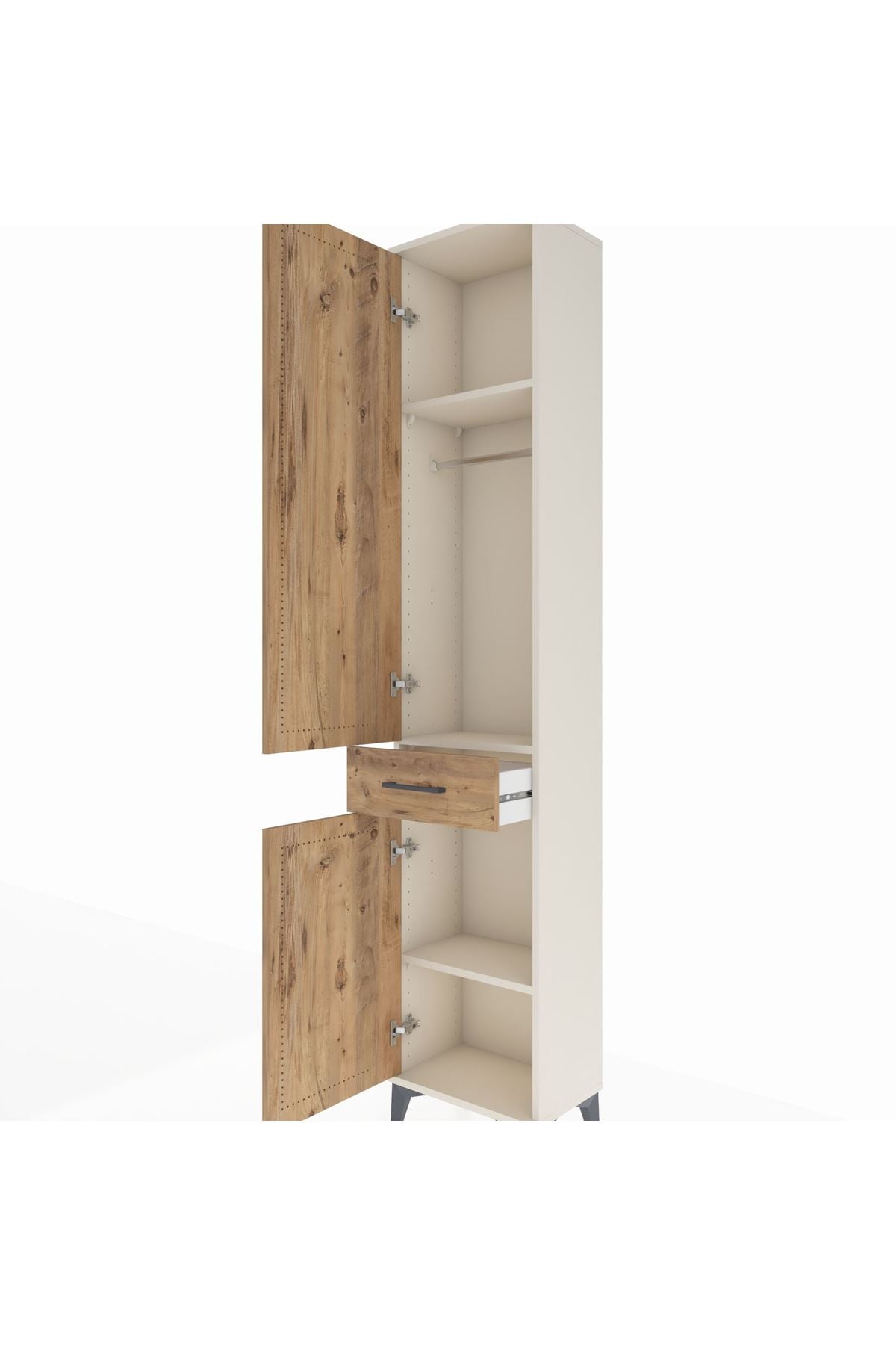 Arges Dolap 3 Raflı Tek Çekmeceli Tek Askılı 44x30x221 - S28M183V3A