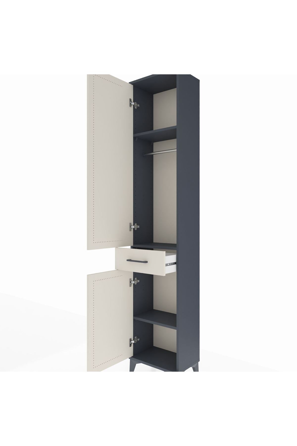 Arges Dolap 3 Raflı Tek Çekmeceli Tek Askılı 44x30x221 - S28M183V4A