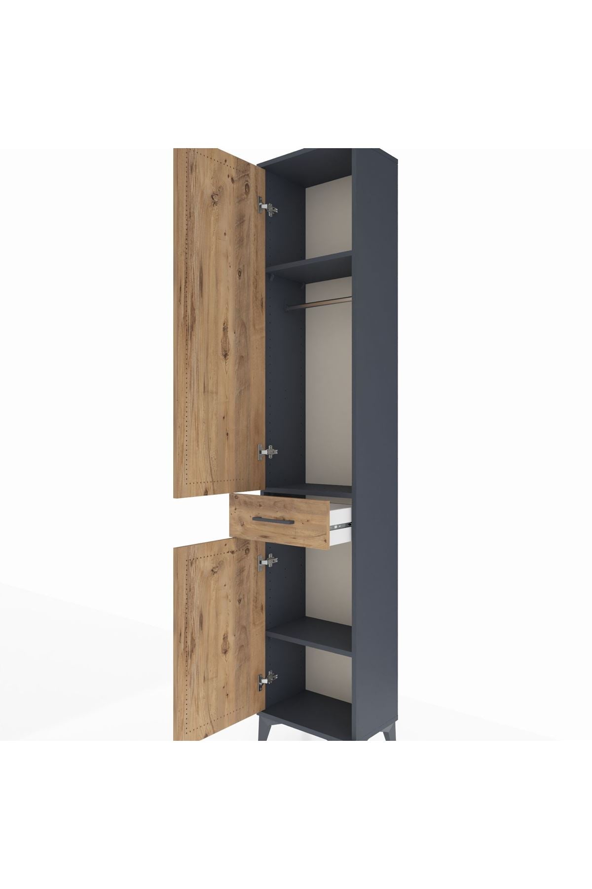 Arges Dolap 3 Raflı Tek Çekmeceli Tek Askılı 44x30x221 - S28M183V6A