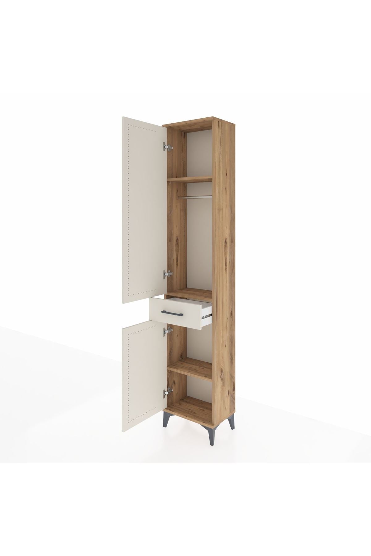 Arges Dolap 3 Raflı Tek Çekmeceli Tek Askılı 44x30x221 - S28M183V7A
