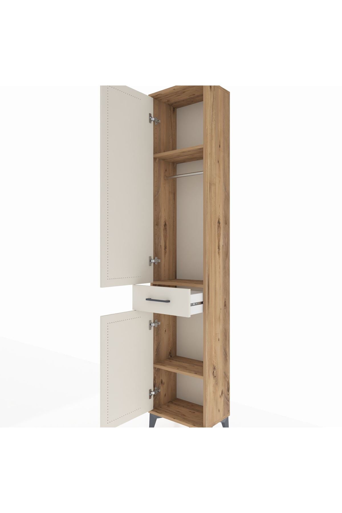 Arges Dolap 3 Raflı Tek Çekmeceli Tek Askılı 44x30x221 - S28M183V7A