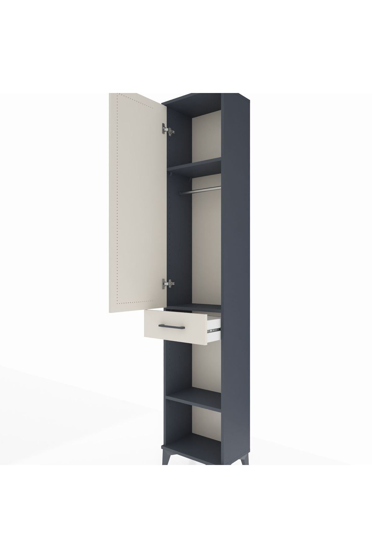 Arges Dolap 3 Raflı Tek Çekmeceli Tek Askılı 44x30x221 - S28M186V4A