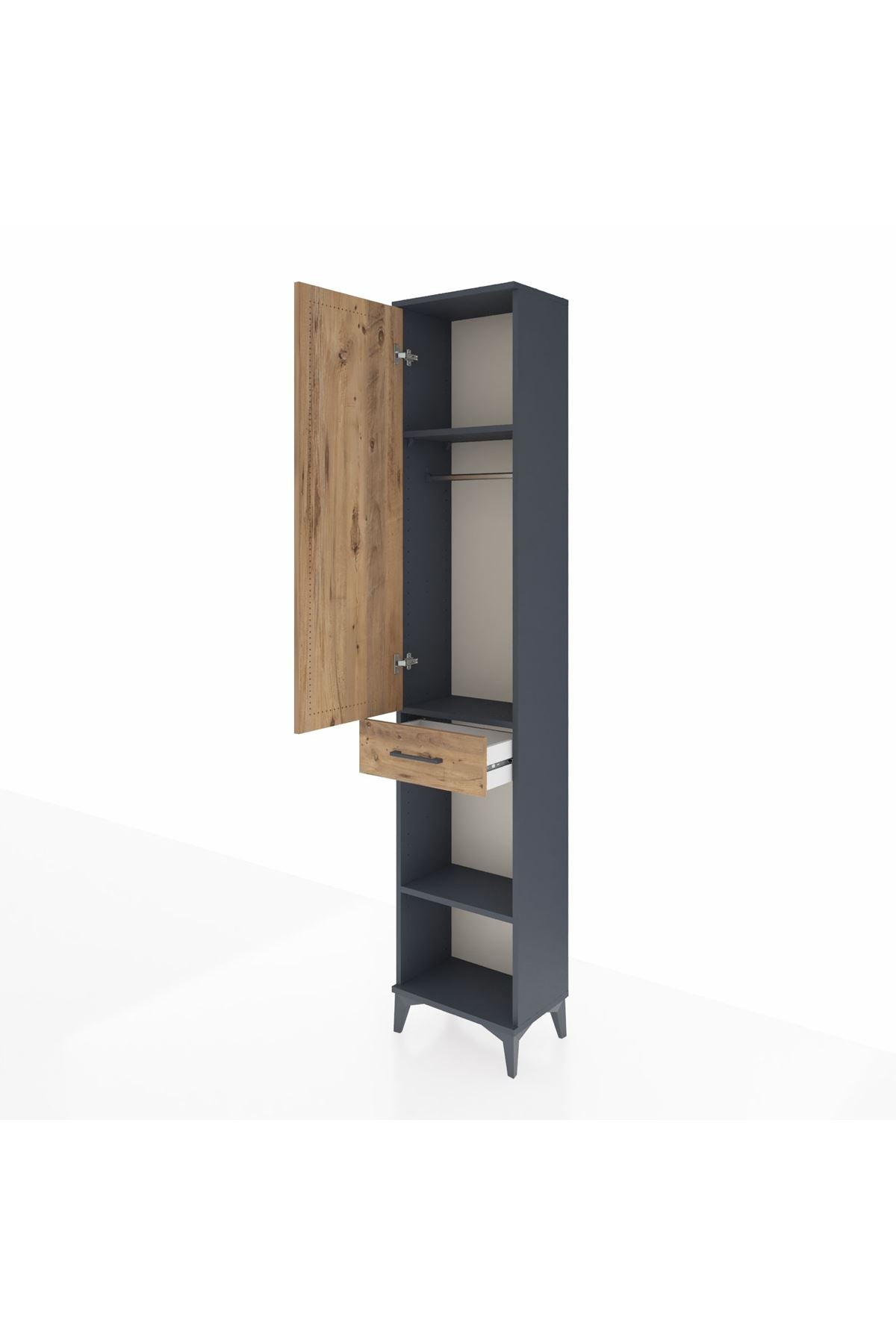 Arges Dolap 3 Raflı Tek Çekmeceli Tek Askılı 44x30x221 - S28M186V6A