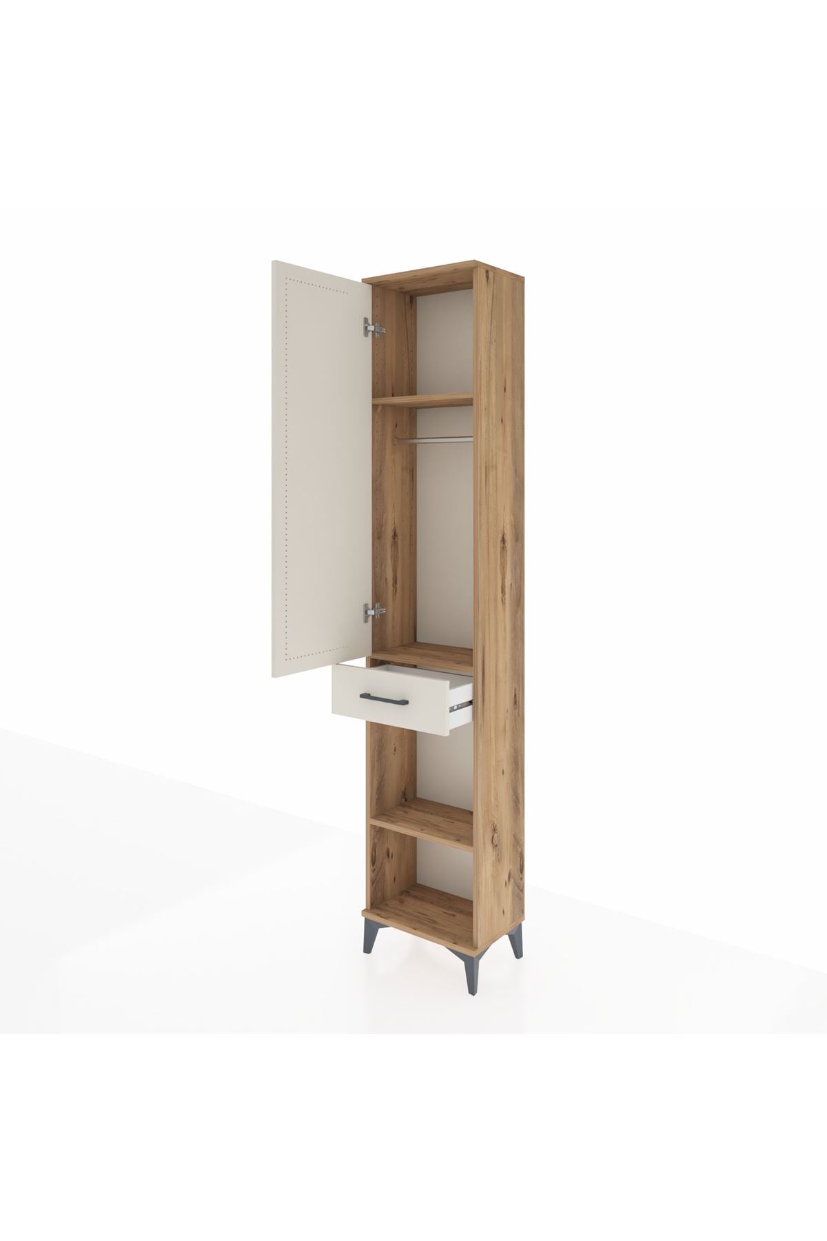 Arges Dolap 3 Raflı Tek Çekmeceli Tek Askılı 44x30x221 - S28M186V7A