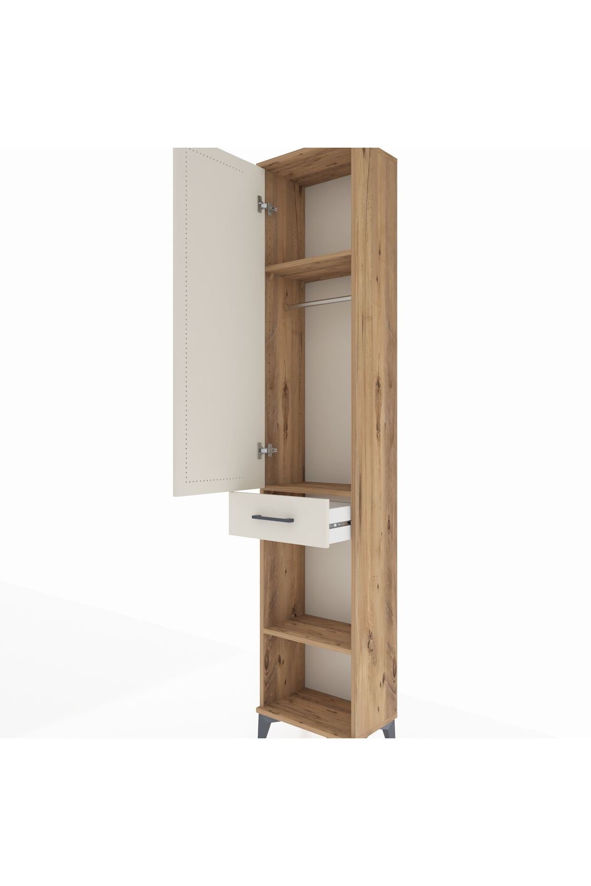 Arges Dolap 3 Raflı Tek Çekmeceli Tek Askılı 44x30x221 - S28M186V7A